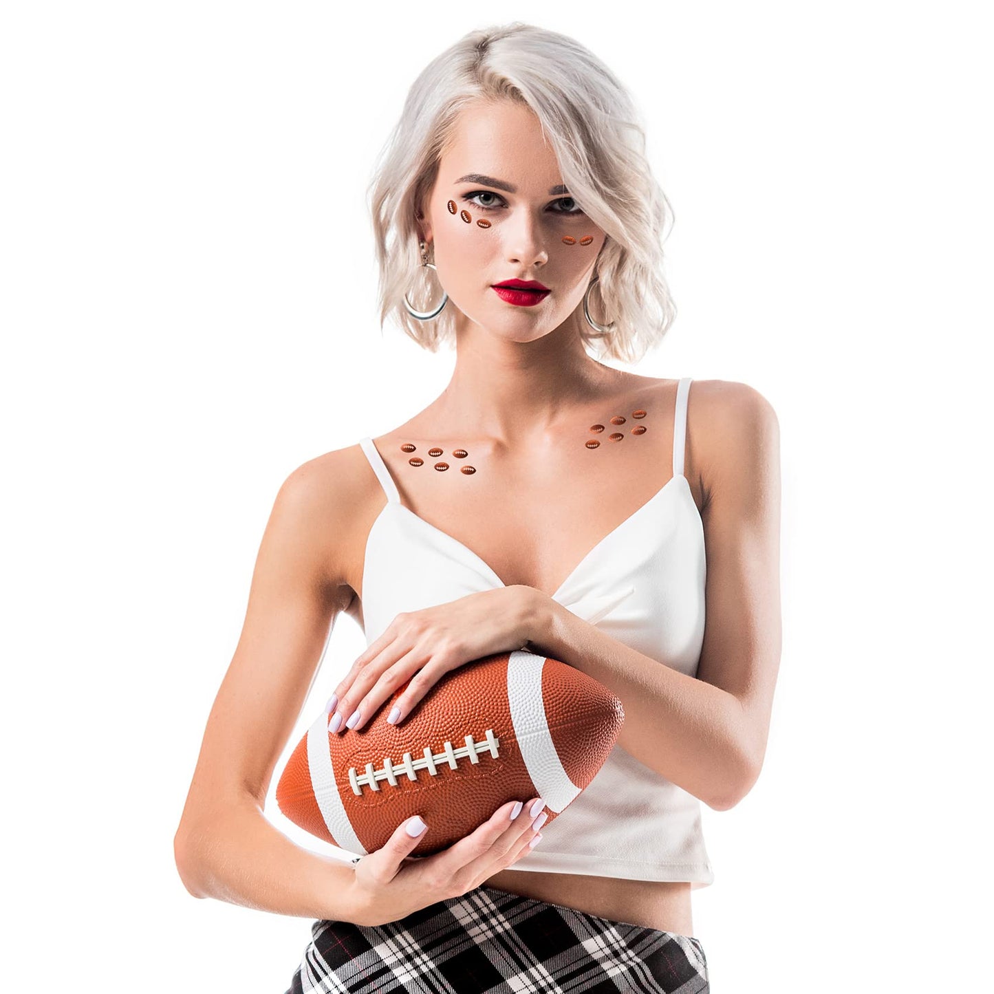 PAGOW 50 Grams Football Party Table Confetti, Rugby Ball Shape Sport Game Day Glitter Festival Rave Beauty Makeup Face Body Nail Art Decoration Beauty & Personal Care PAGOW