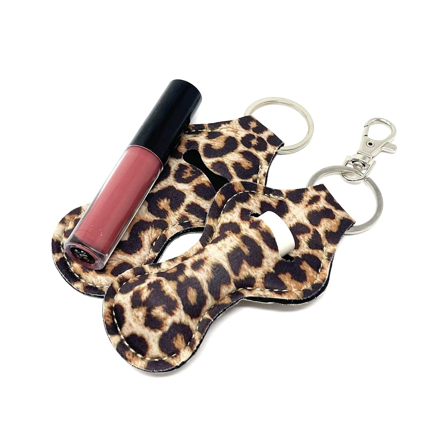 allydrew 10 Pack Chapstick Holder Keychain, Keyring for Lip Balm Lip Gloss Lipstick with 10 Pieces Metal Keyring Clasps, Leopard Beauty & Personal Care allydrew