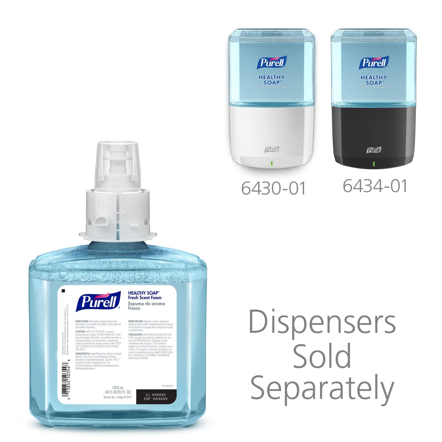 PURELL Brand HEALTHY SOAP Foam, Fresh Scent, 1200 mL Refill for PURELL ES6 Automatic Soap Dispenser (Pack of 2) - 6477-02 - Manufactured by GOJO, Inc. Beauty & Personal Care Purell
