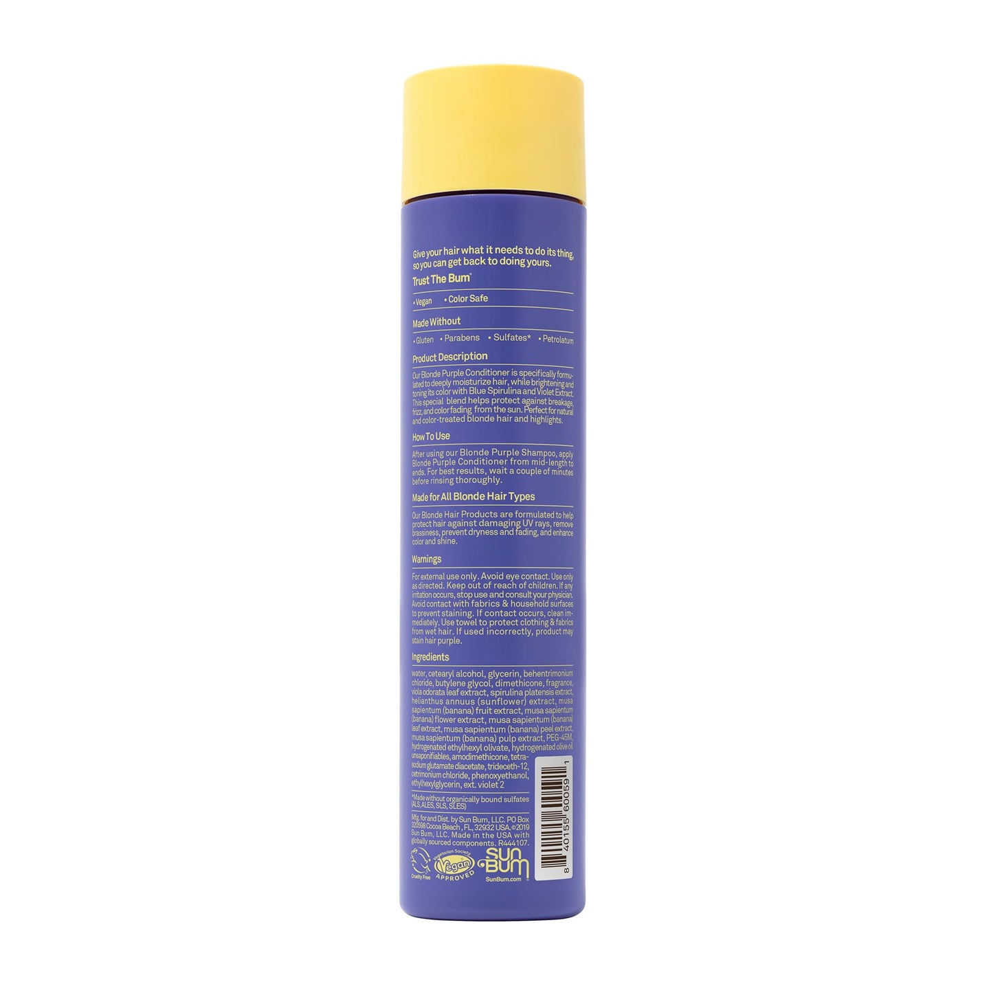 Sun Bum Blonde Purple Conditioner - Moisturizing and Brightening Formula - UV Protecting and Color Enhancing and Toning Hair Treatment for Blonde Hair Beauty & Personal Care Sun Bum