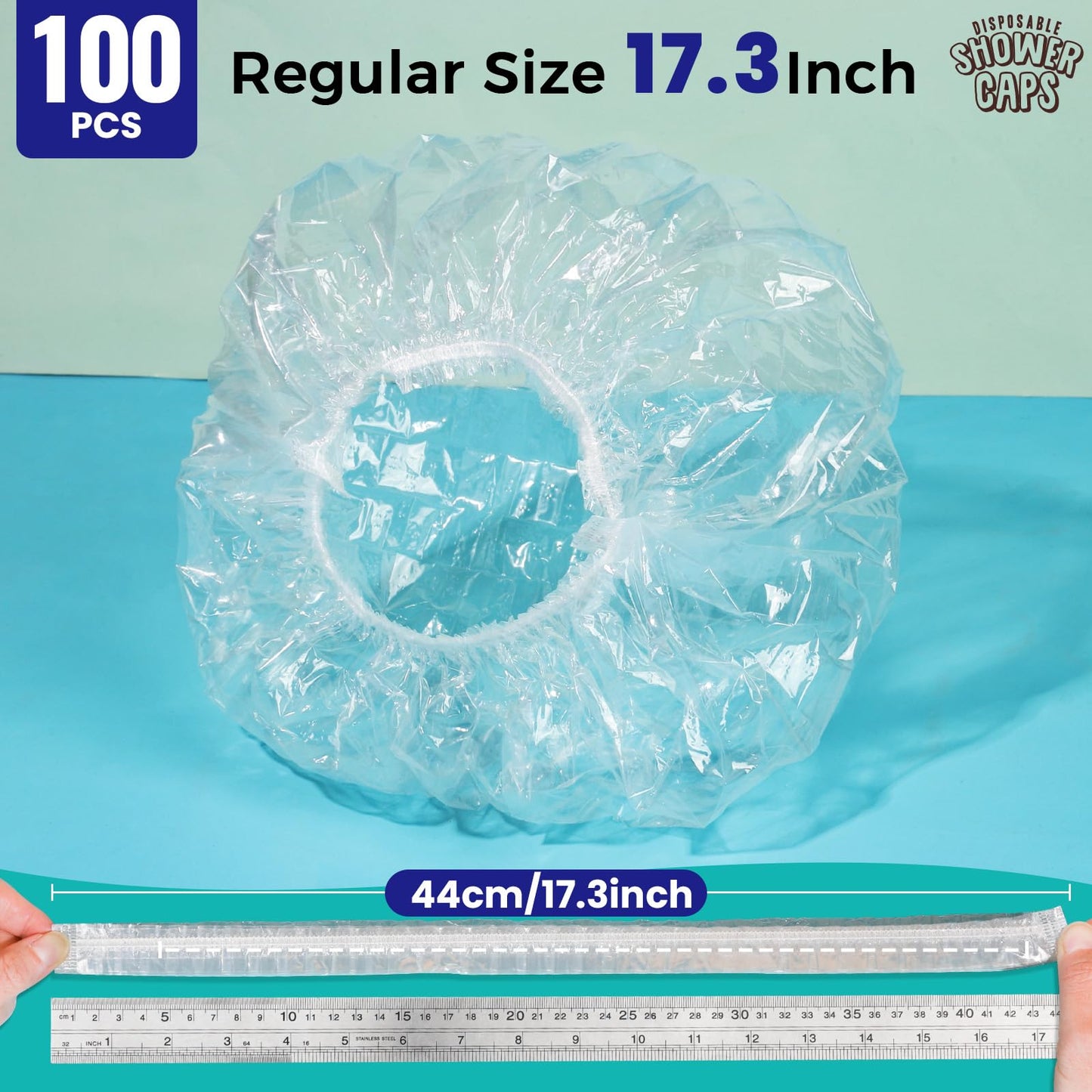 LEOBRO 100PCS Disposable Shower Caps, Shower Caps for Women Disposable, Clear Plastic Shower Cap, Plastic Hair Caps for Hair Treatment, Regular Size Beauty and Personal Care LEOBRO