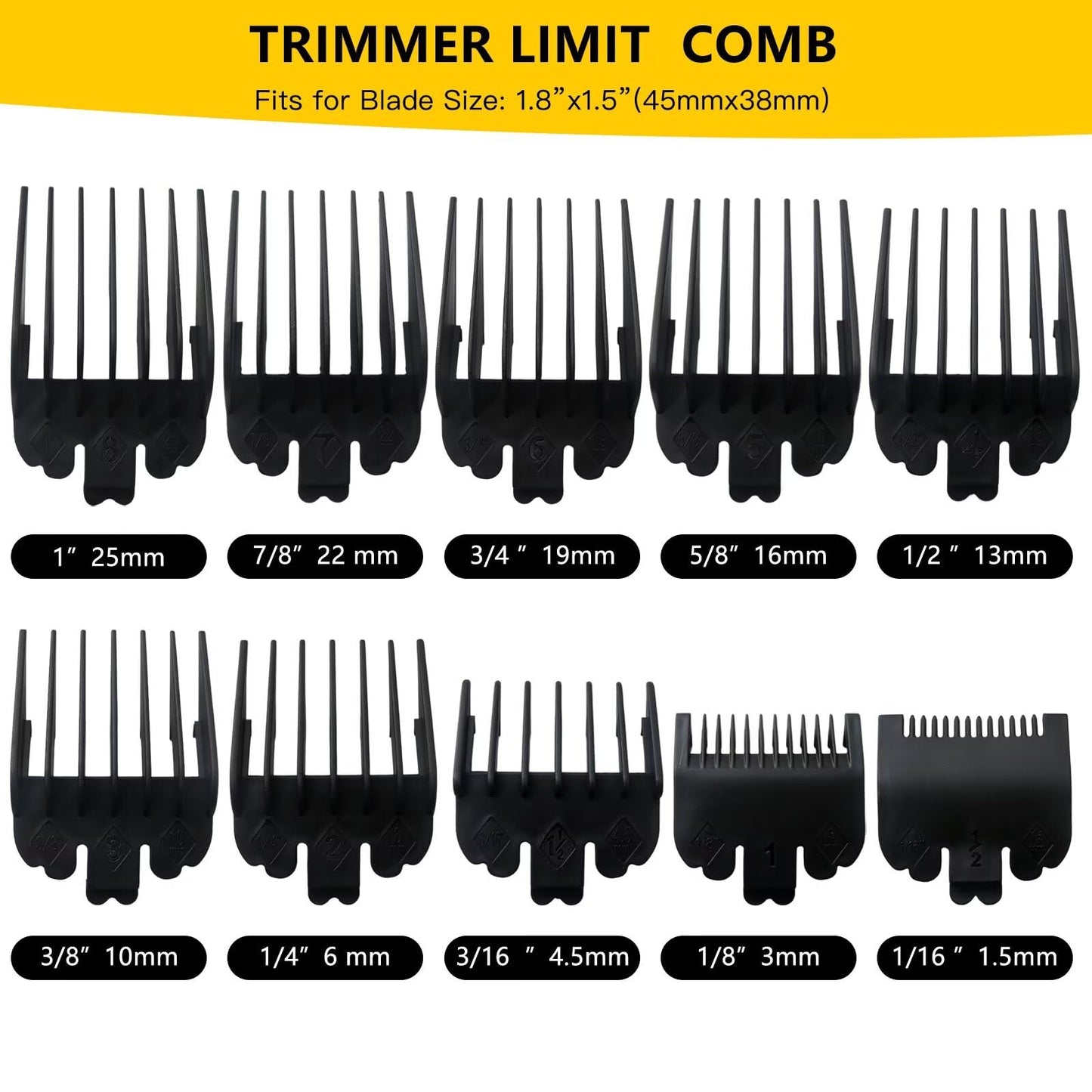 Professional Hair Clipper Guards Guide Combs,From 1/16inch to 1inch(1.5-25mm) for Hatteker RFC676/RFC686/RFC696/Haokry P-28900 - Black Beauty and Personal Care USonline911