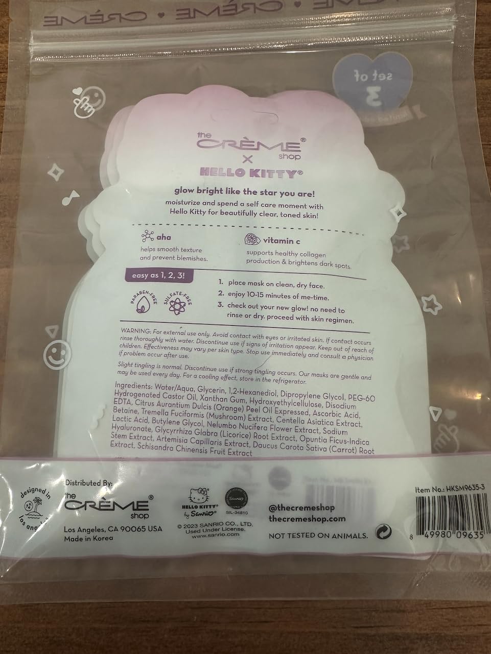 The Crème Shop x Hello Kitty Clear Cutie Printed Essence Sheet Mask, K Beauty Facial Mask (3pk) Beauty & Personal Care The Crème Shop