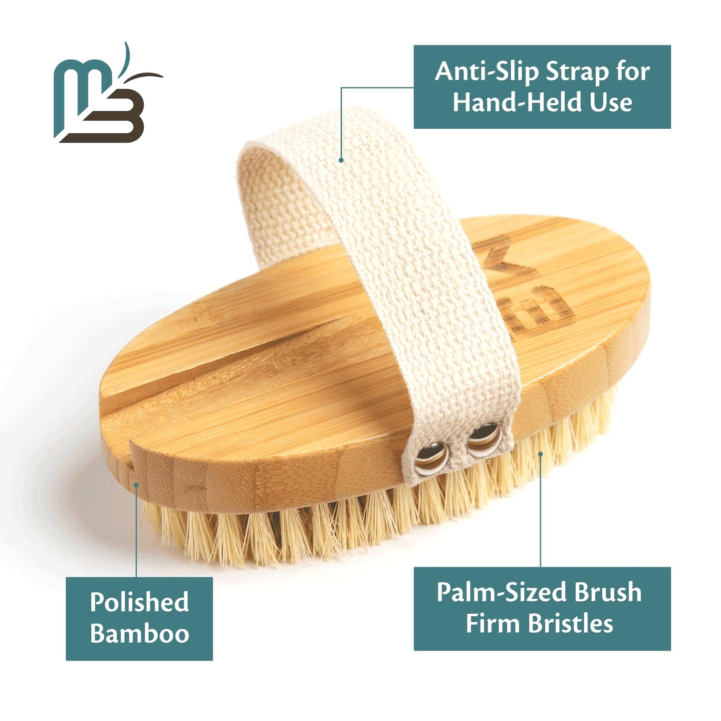 Firm Dry Brush & Shower Brush for Body - Handheld Back Scrubber Body Brush Exfoliator & Dead Skin Remover for Body Firm & Tighten Skin Improve Beauty & Personal Care M3 Naturals