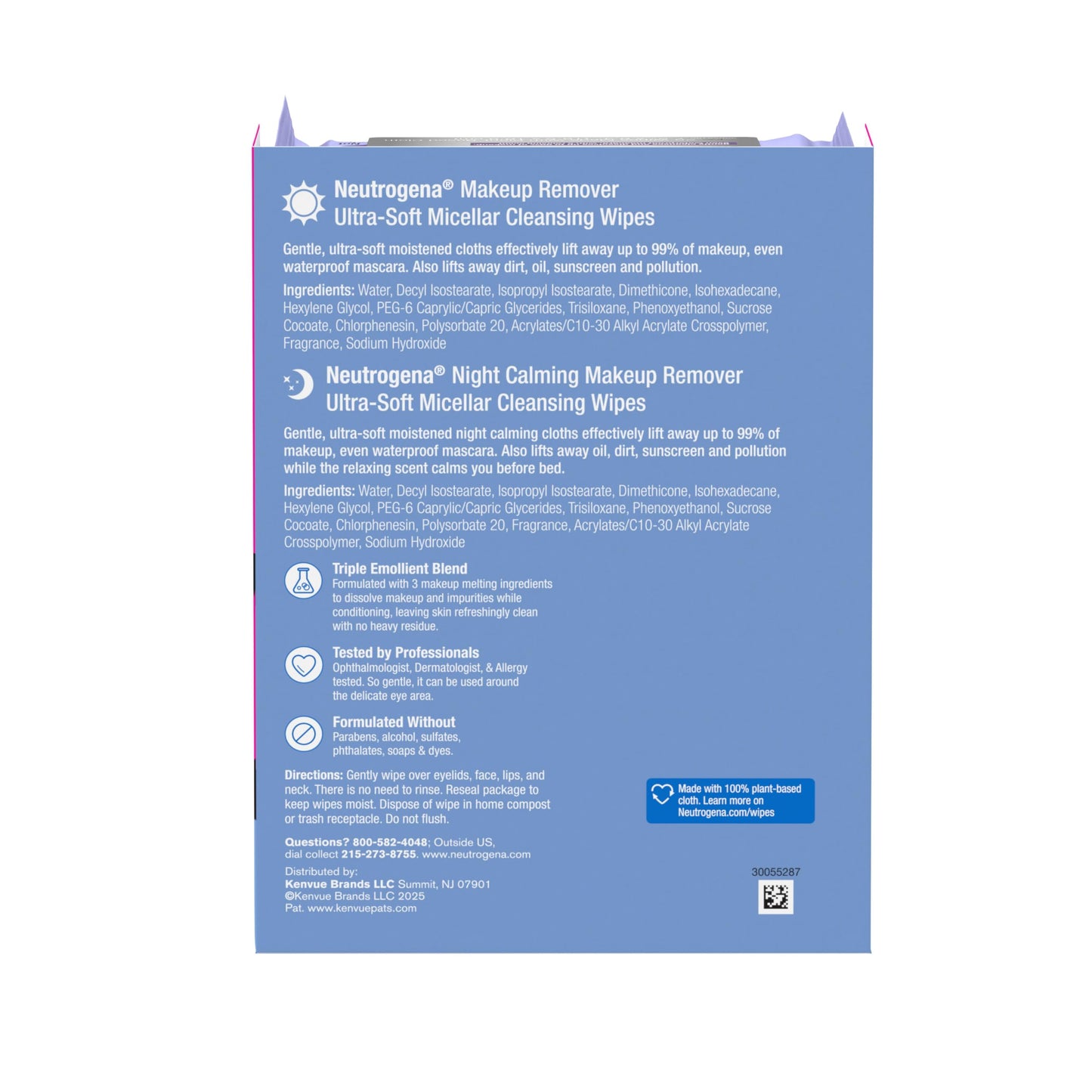 Neutrogena Day & Night Facial Cleansing Wipes, Makeup Remover Face Cleansing Towelettes & Night Calming Facial Cloths, 100% Plant Based Fibers Wipe Beauty & Personal Care Neutrogena