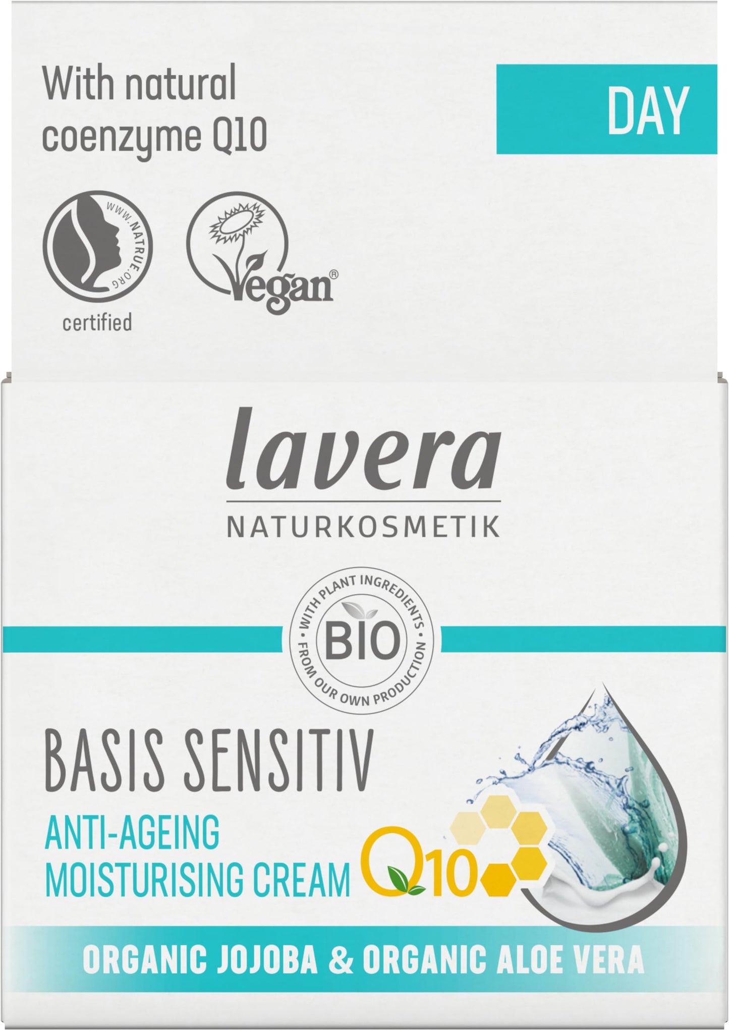 lavera Basis Sensitive Anti Wrinkle Moisturizing Cream - Face Cream with Q10 & Aloe Vera - Moisturizing Facial Cream - Anti Aging Cream - PETA Beauty & Personal Care lavera