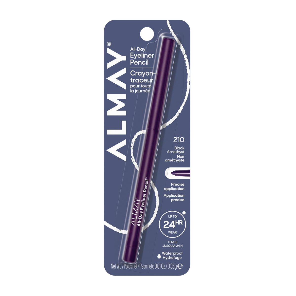 Almay All-Day Eyeliner Pencil, 210 Black Amethyst, 0.01 oz