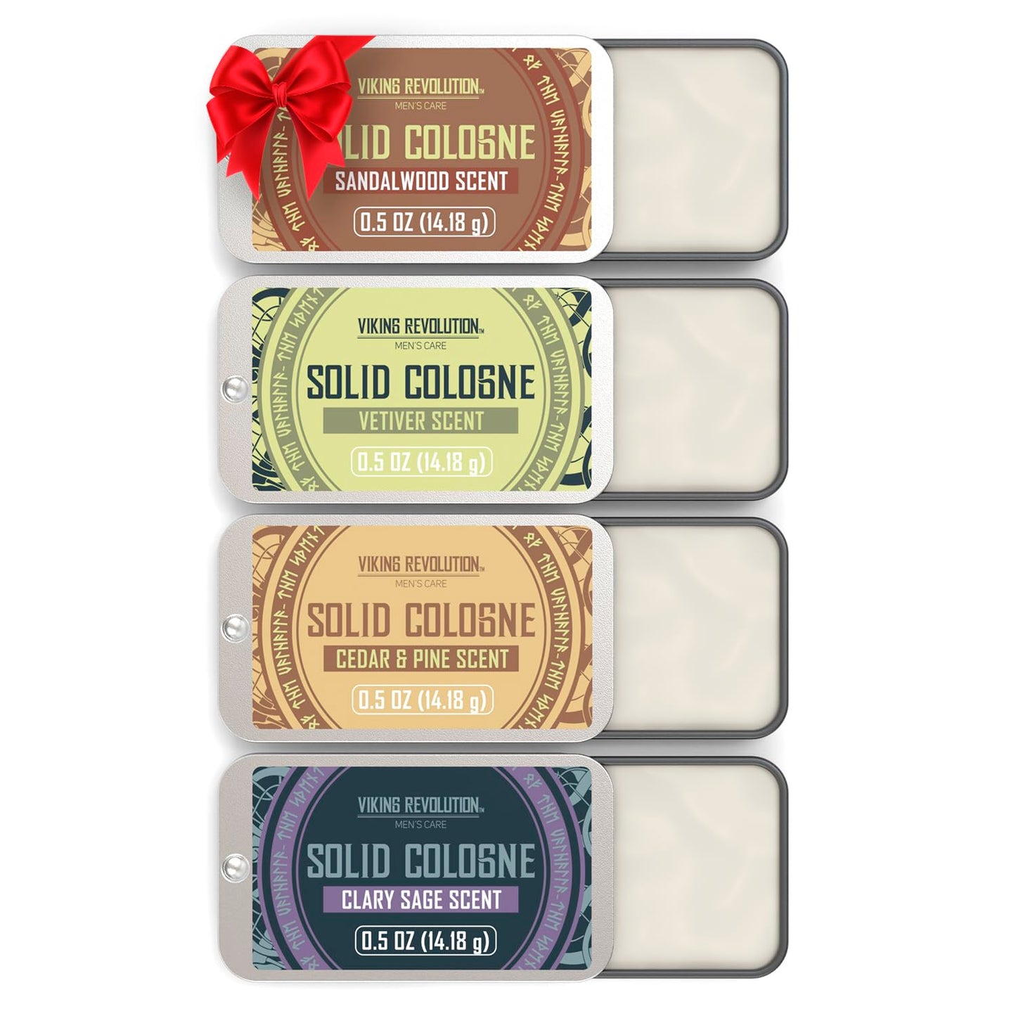 Viking Revolution 4 Pack Mens Solid Colognes 0.5 Oz - Men Solid Perfume with Cedar Wood, Clary Sage, Vetiver, Sandalwood Cologne for Mens - Travel Beauty & Personal Care Viking Revolution
