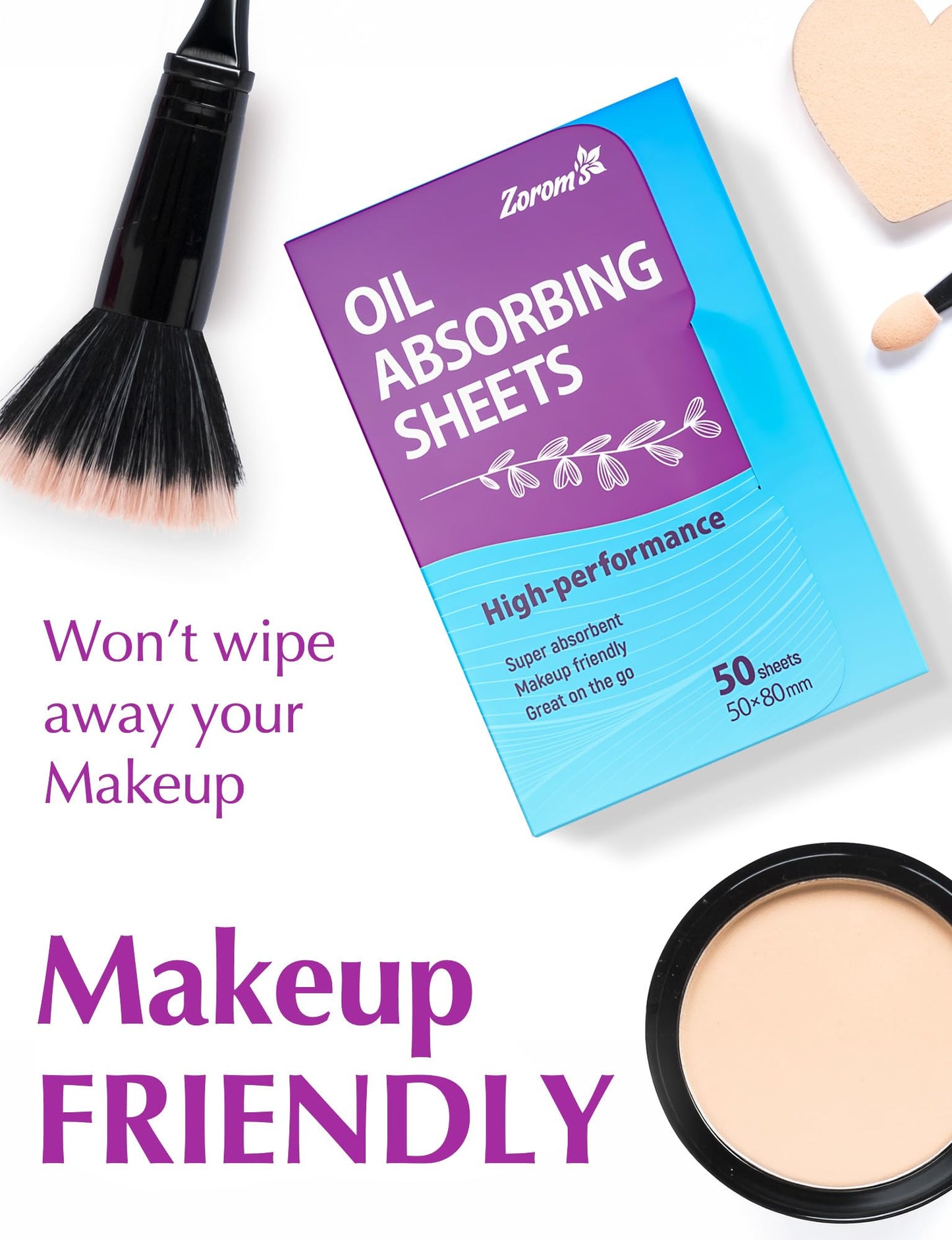 High-Performance Oil Absorbing Sheets for Face - 3 pack (150 sheets) - Makeup Friendly Blotting Papers for Oily Skin - Oil Blotting Sheets for Face Beauty and Personal Care ZOROM'S