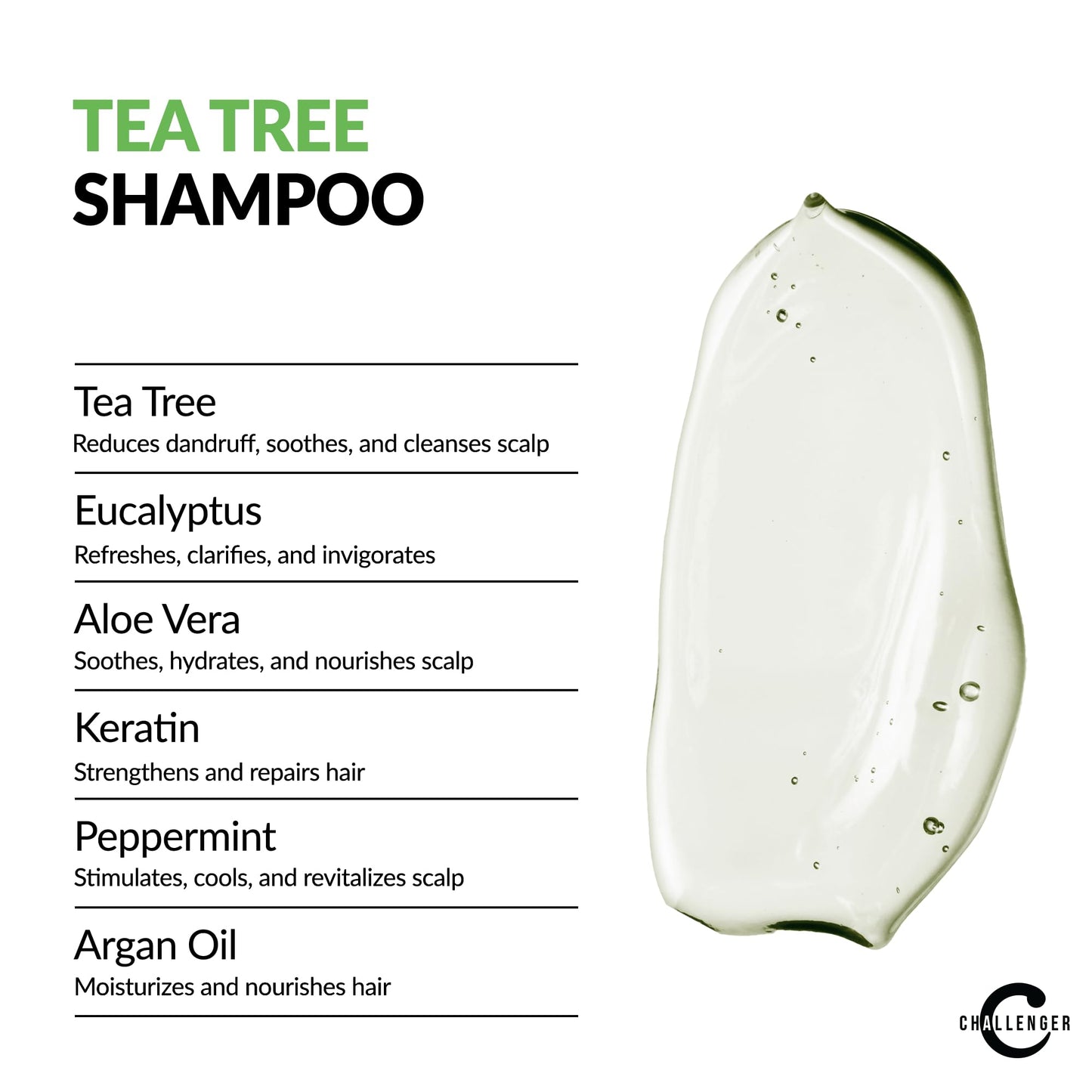 Challenger Men’s Tea Tree Shampoo, Conditioner, & Fresh Body Wash Trio, 3X 16 Oz Bottles | Sulfate Free w/Vitamins, Argan Oil, Biotin | Keratin Beauty & Personal Care Challenger
