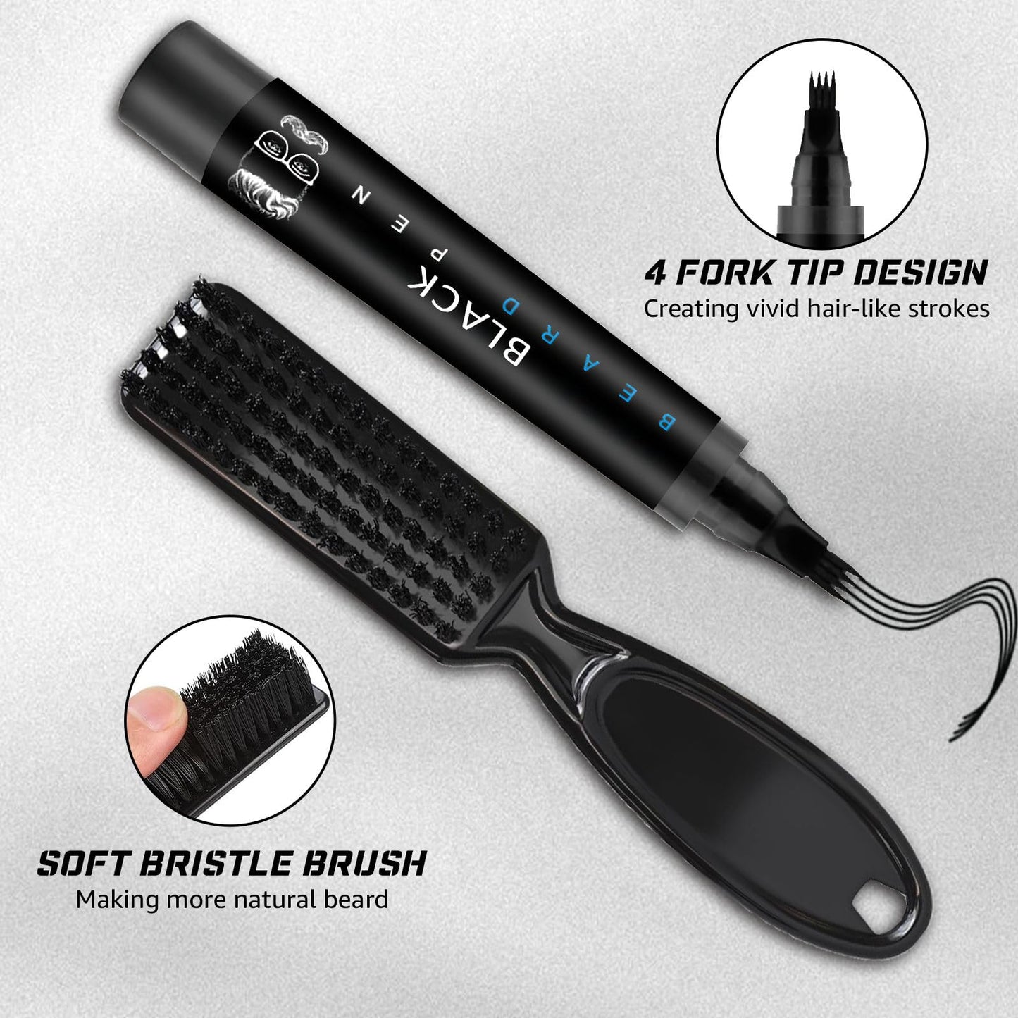 Beard Pencil Filler for Men Black - Beard Pen with Brush, Barber Pencil Smudge-proof & Water-proof Mens Grooming Kits Creating Natural Beard Color Beauty and Personal Care Ihrlpxkc