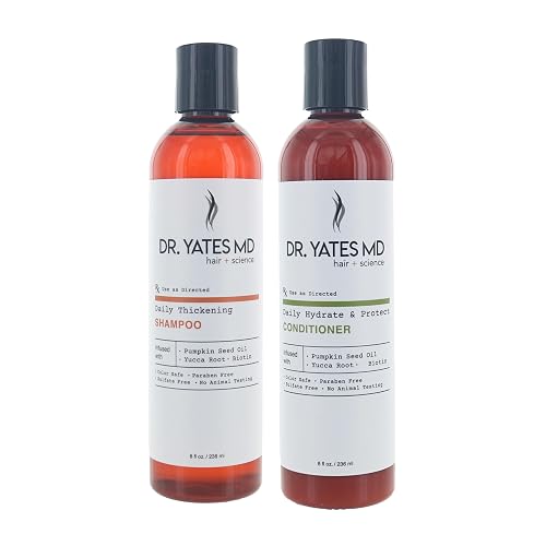 Dr. Yates MD - Daily Thickening Shampoo Bundle with Hydrate and Protect Conditioner with Pumpkin Seed Oil, Yucca Root, and Biotin Beauty & Personal Care Dr. Yates MD hair + science