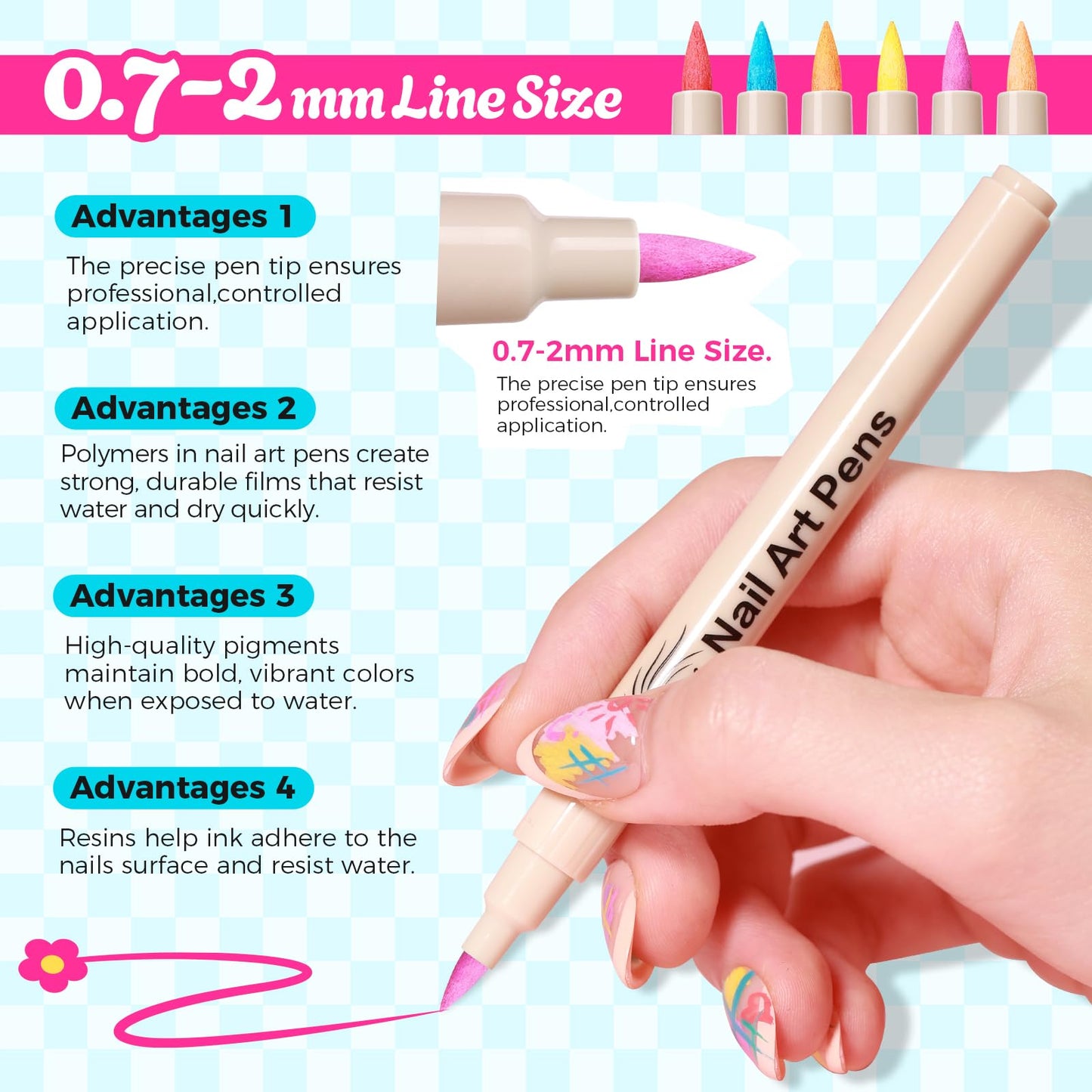 6 Color 3D Nail Art Pens Set, 0.7MM Nail Polish Pens Quick-Drying Acrylic Paint Markers, DIY Nail Design for Dotting Drawing Painting Liner, Home Beauty and Personal Care GELLAKTIK