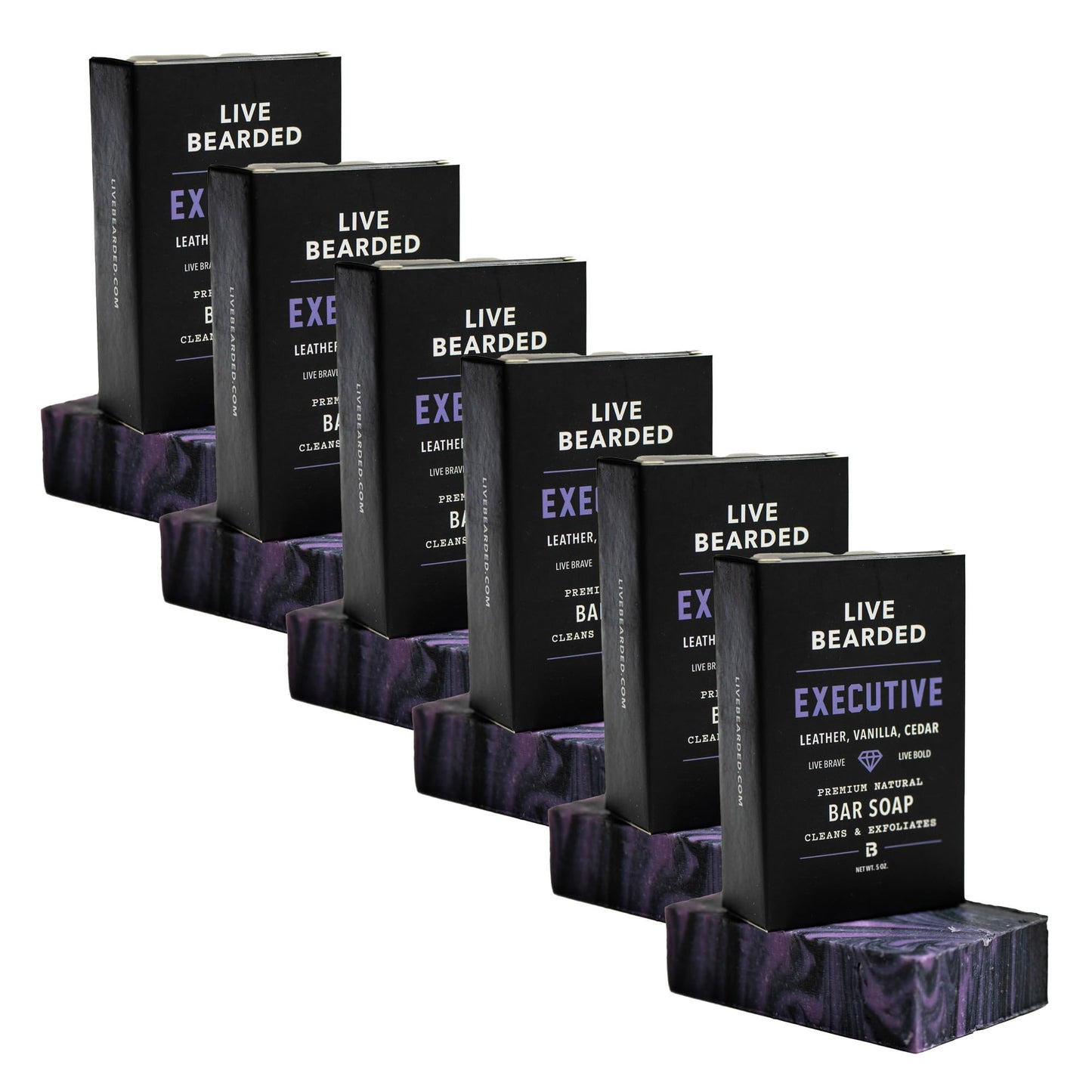 Live Bearded All-Natural Bar Soap for Men, 6-Pack of 5 oz - Made in the USA - Exfoliates and Moisturizes - Charcoal, Pumice, Shea Butter | Executive Beauty & Personal Care Live Bearded
