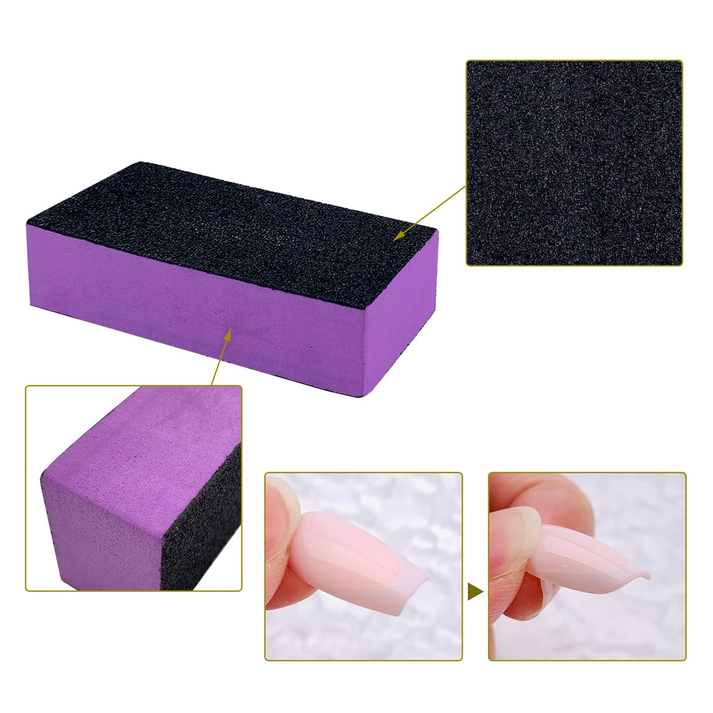 HeeYaa 10 Pcs Nail Buffer Sanding Block Polisher Buffing File 100/180 Grit 3 Sides Nail Files Art Pedicure Manicure File(Black Purple) Beauty & Personal Care HeeYaa