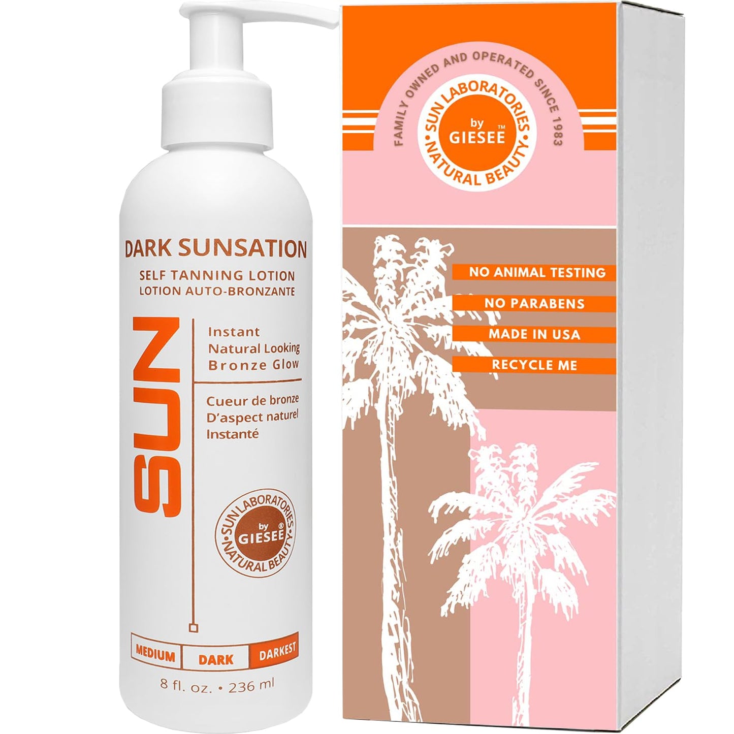 Sun Laboratories By Giesee Dark Sunsation Sunless Tanning Lotion 8 oz - Ultra Dark Self Tanner for Men and Women, Long Lasting Tanning Lotion, Sunless Beauty & Personal Care Sun Laboratories by Giesee