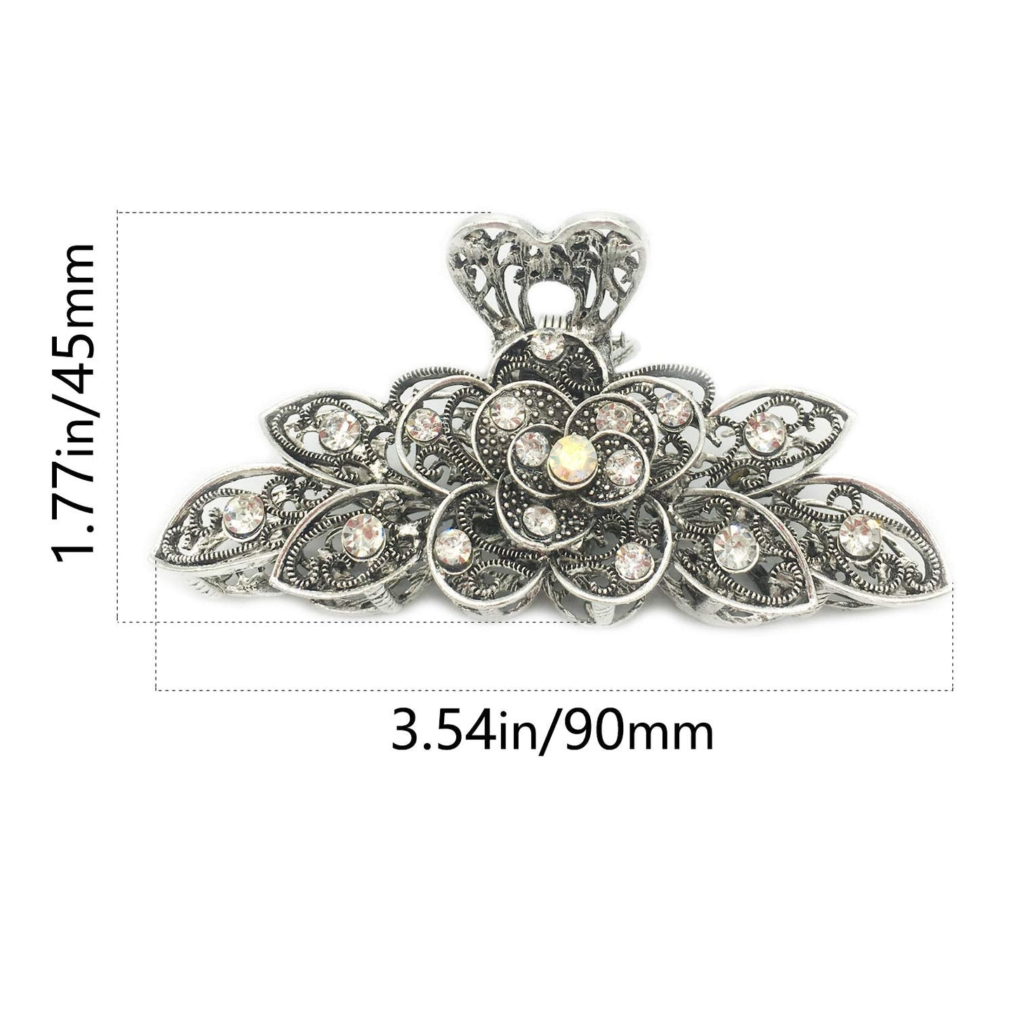 2 Pcs Women Retro Chic Rhinestone Alloy Fancy Hair Claw Jaw Clips Pins -Vintage Flowers Hair Catch Updo Grip Hair Accessories for Thick Hair Beauty & Personal Care Kukiwhy
