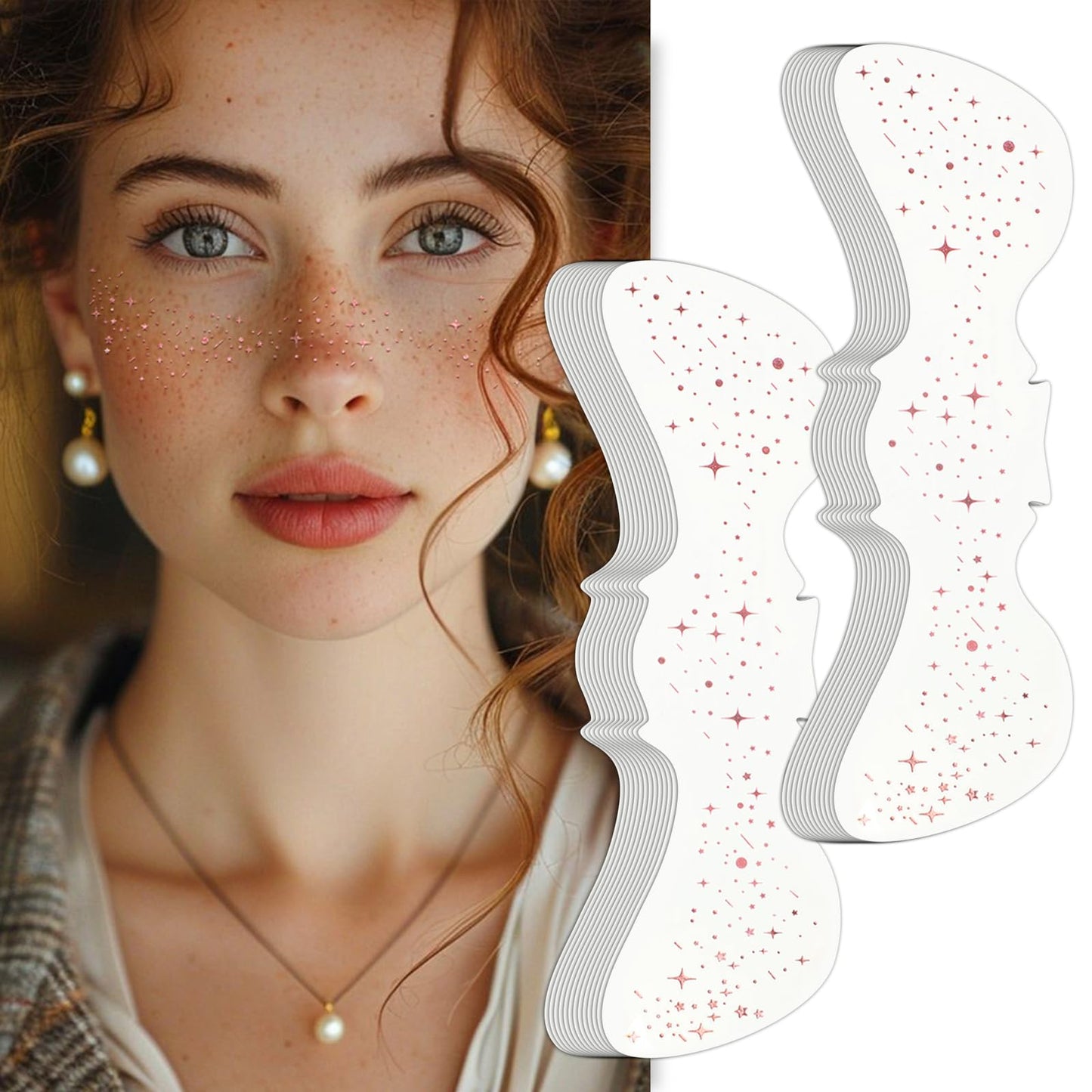 Wodelanle Glitter Freckles Face Tattoo, 24 Count Rose Gold Face Glitter Speckles Makeup Patches, Glow Up Makeup Patches, Cute Glitter Freckles Makeup Beauty & Personal Care Wodelanle