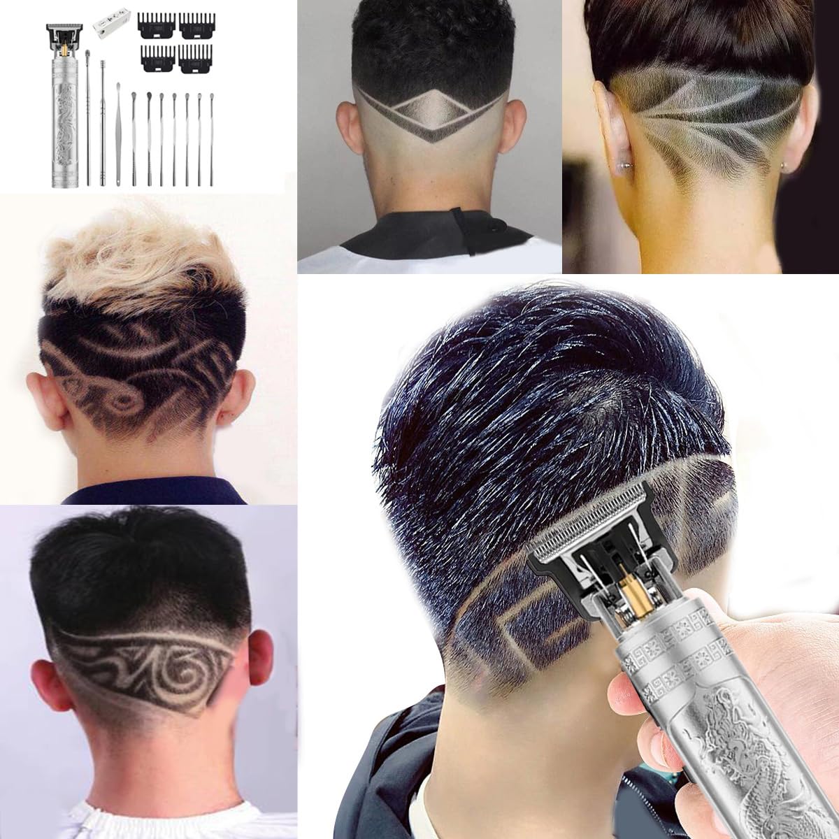 YIPINER Cordless Hair Clippers for Men, 5.7" Travel Small Classical Sculpting Styling Rechargeable Hair Remover With 10 Pieces Earpick (Silver) Beauty and Personal Care YIPINER