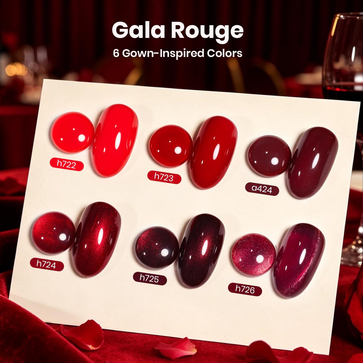 Beetles Red Gel Nail Polish Set - 6 Colors Burgundy Wine Red Shimmer Gel Polish Kit with Magnet, Party Evening Gala Rouge Velvet Sparkle Soak Off UV Beauty and Personal Care beetles Gel Polish