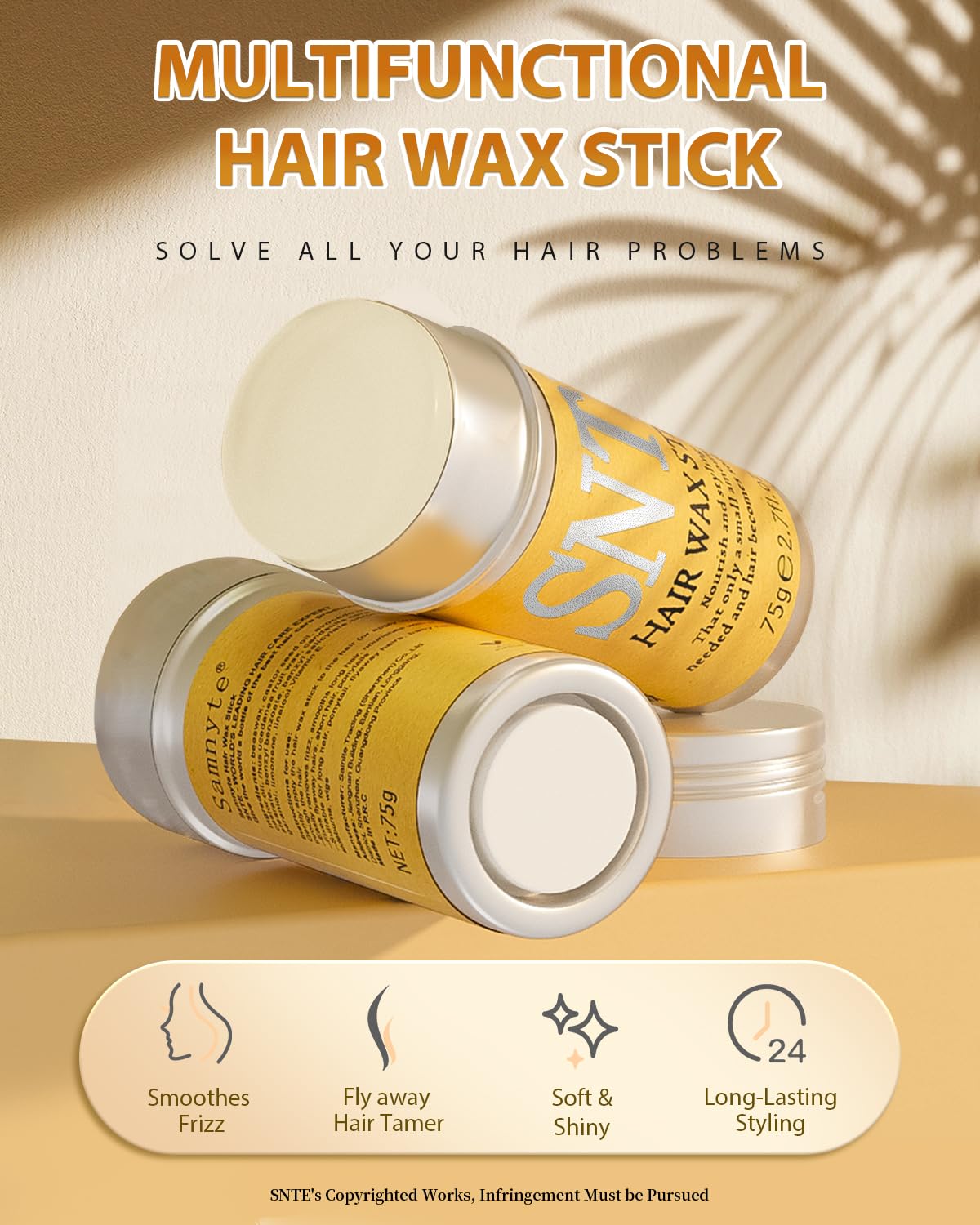 Samnyte Hair Wax Stick, Gel Tamer for Flyaways, Nourishing Slick Stick Pomade for Women & Kids, Slick Back & Styling Cream, Hair Styling Accessories Beauty and Personal Care Samnyte