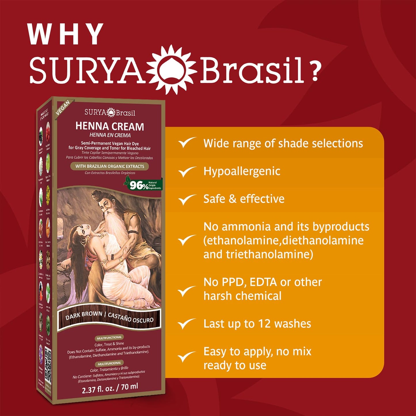 Surya Brasil Henna Dark Brown Cream - 2.37 Ounce Beauty & Personal Care Surya Brasil