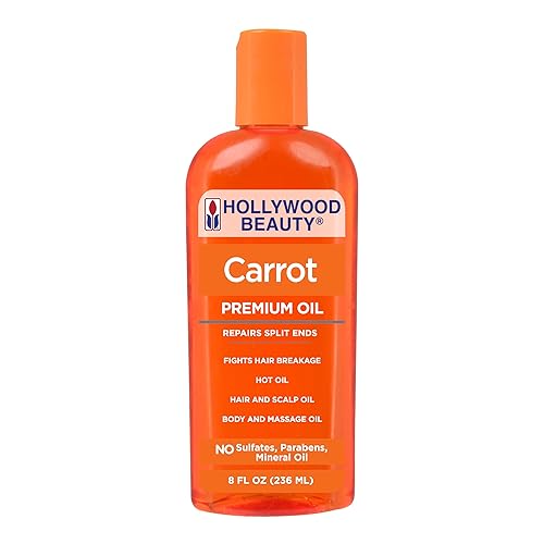 Hollywood Beauty Carrot Hair Oil, 8oz Bottle, Hair, Scalp, Skin, Nail, & Massage Oil, Helps Repair Damaged Hair & Skin, Can be Used as a Hot Oil Beauty & Personal Care Hollywood Beauty