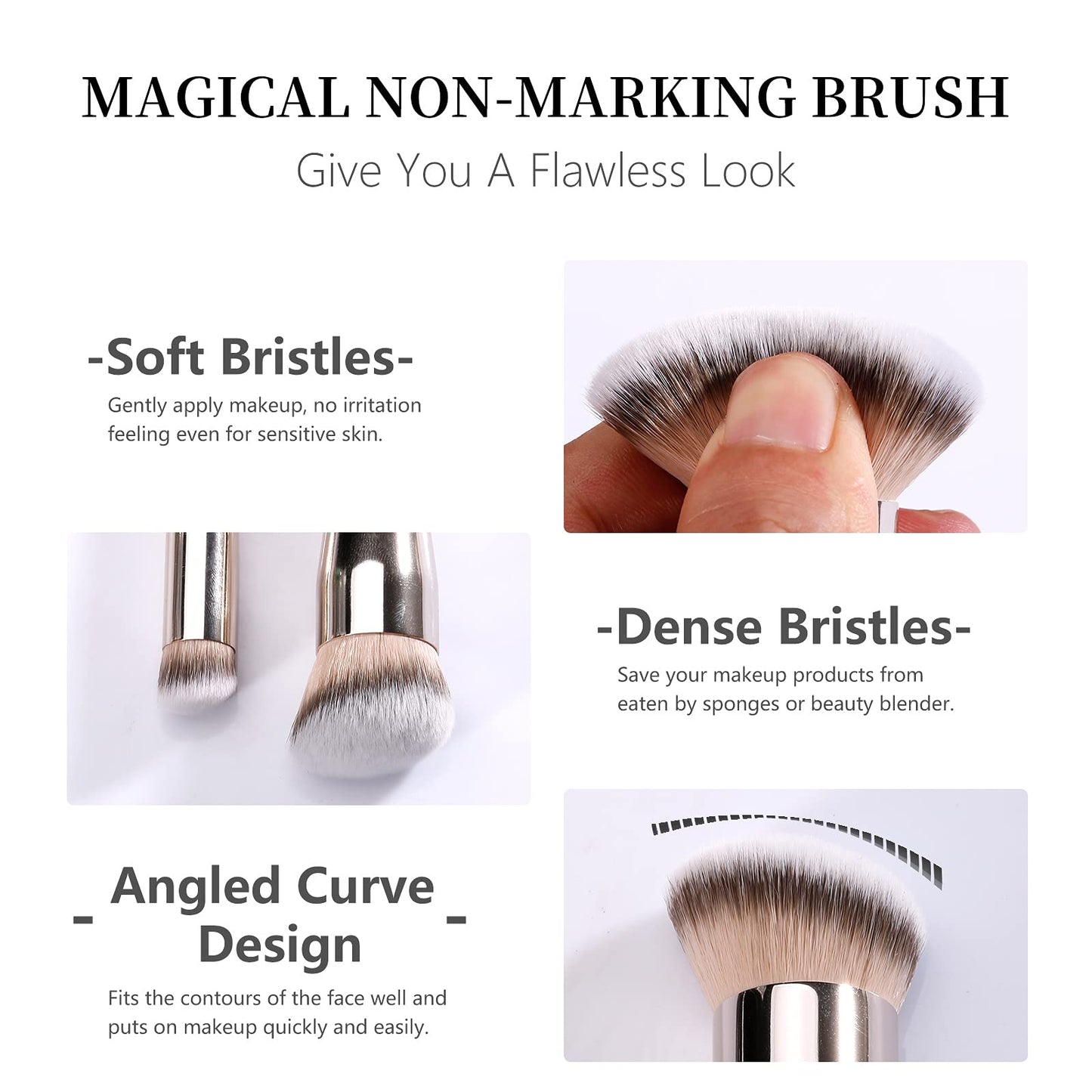 Kugge Under Eye Concealer Brush & Foundation Brush for Liquid Makeup, 2PCS Dense Synthetic Angled Kabuki Blending Makeup Brush, for Liquid, Cream Beauty & Personal Care Kugge