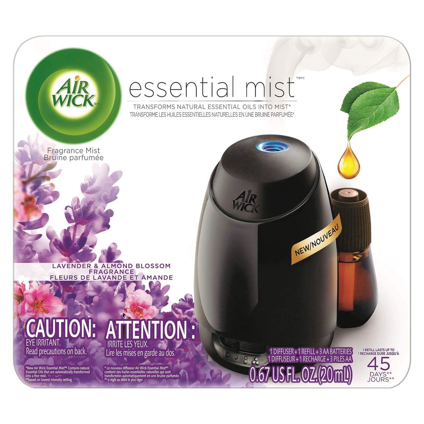 Air Wick 98576 Essential Mist Starter KIT, Lavender and Almond Blossom, 0.67 OZ, 4/Carton Beauty and Personal Care Reckitt