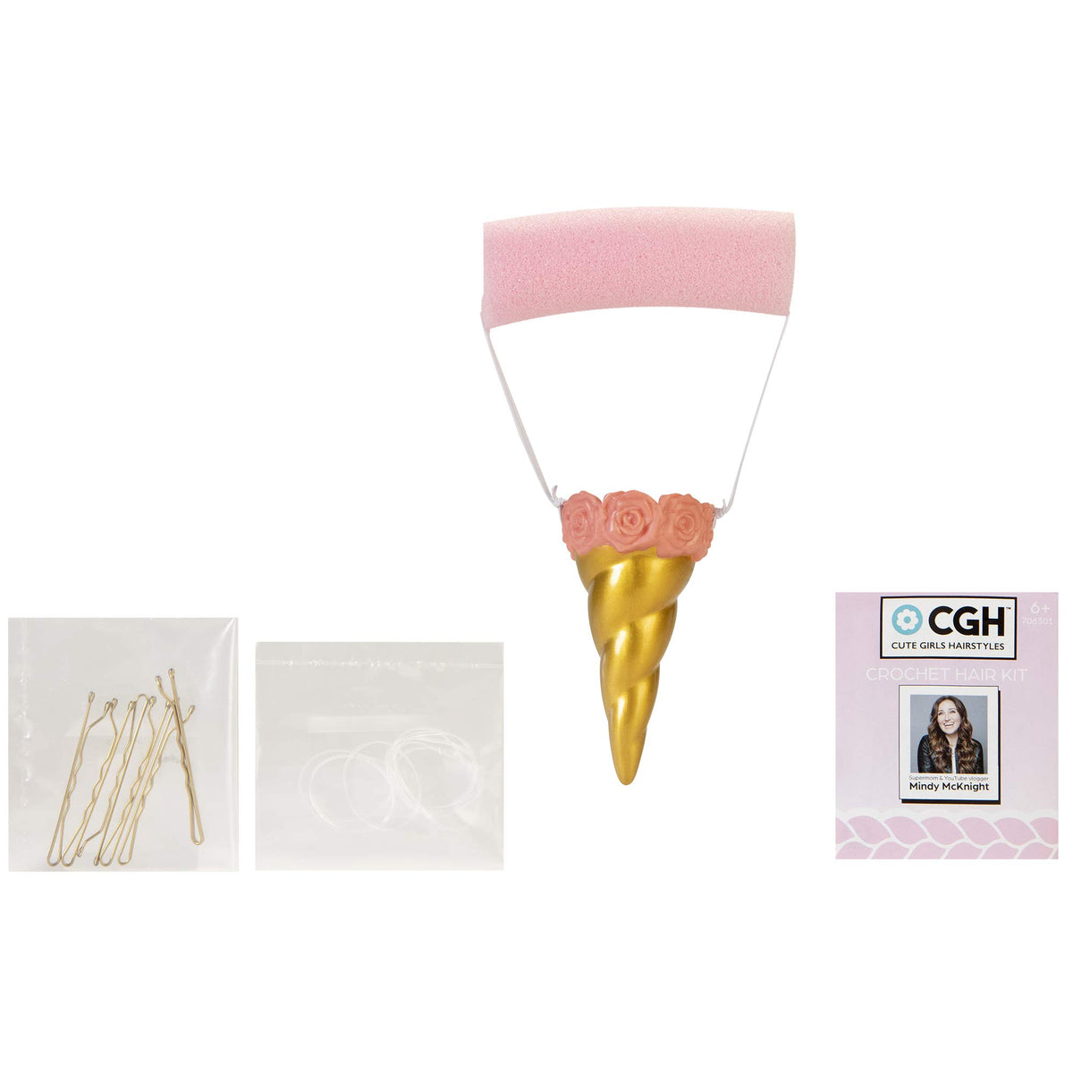 CGH Cute Girls Hairstyles! Unicorn Hair Kit with Bun Maker Foam Roll Tool