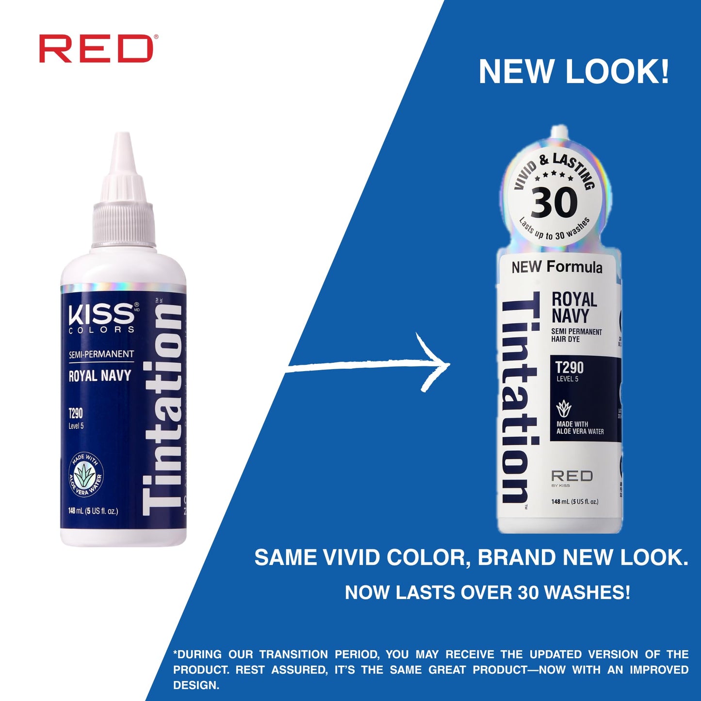 Red by Kiss Tintation Semi-Permanent Hair Color, Aloe Vera Water Based, Argan Oil, Olive Oil, Collagen & Keratin, Long-Lasting Color Dye (Royal Navy Beauty & Personal Care Red By Kiss