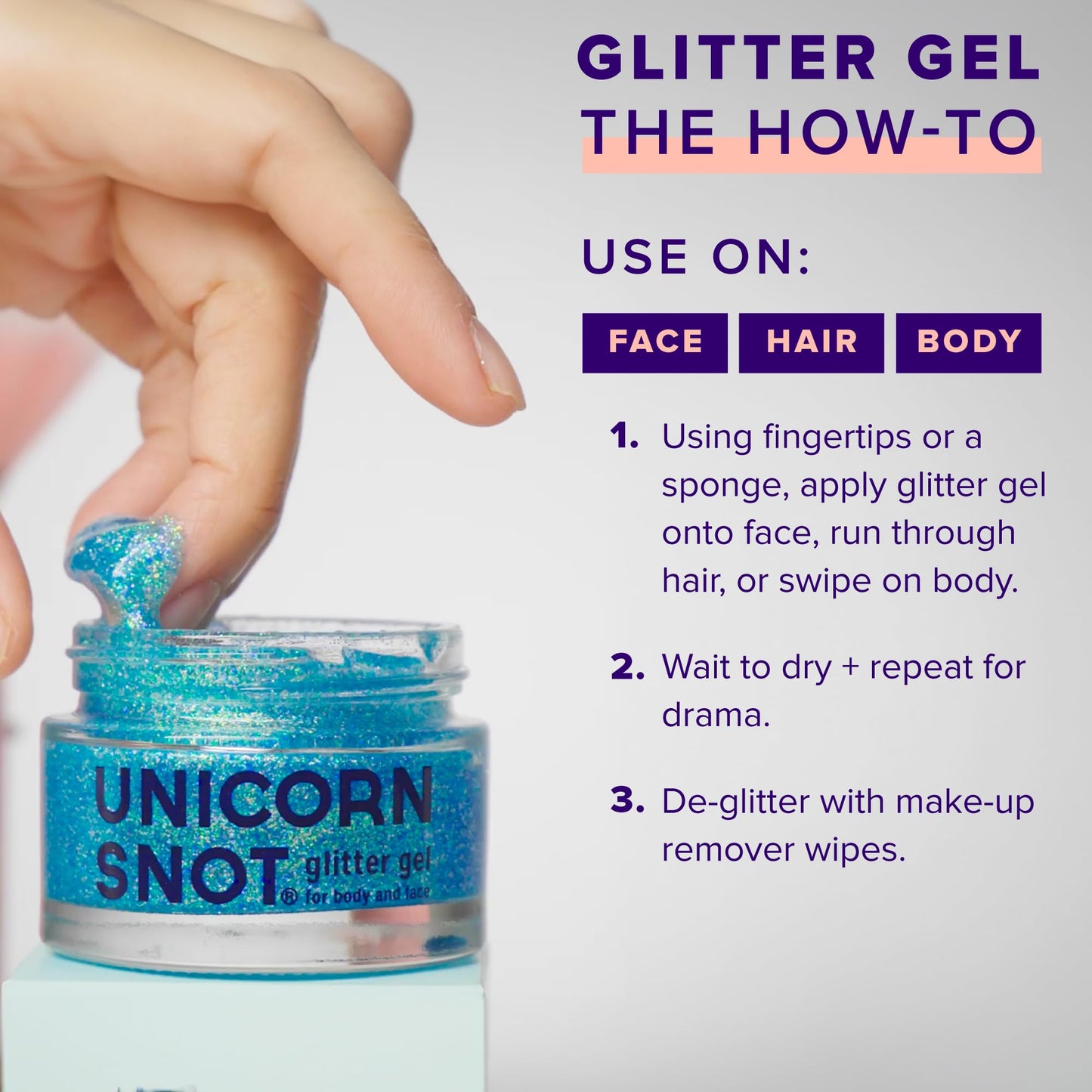 Unicorn Snot Face & Body Glitter Gel - Cosmetic-Grade Holographic Glitter - Stocking Stuffers for Women, Gifts for Teen Girls - Safe for Face, Easy Beauty & Personal Care UNICORN SNOT