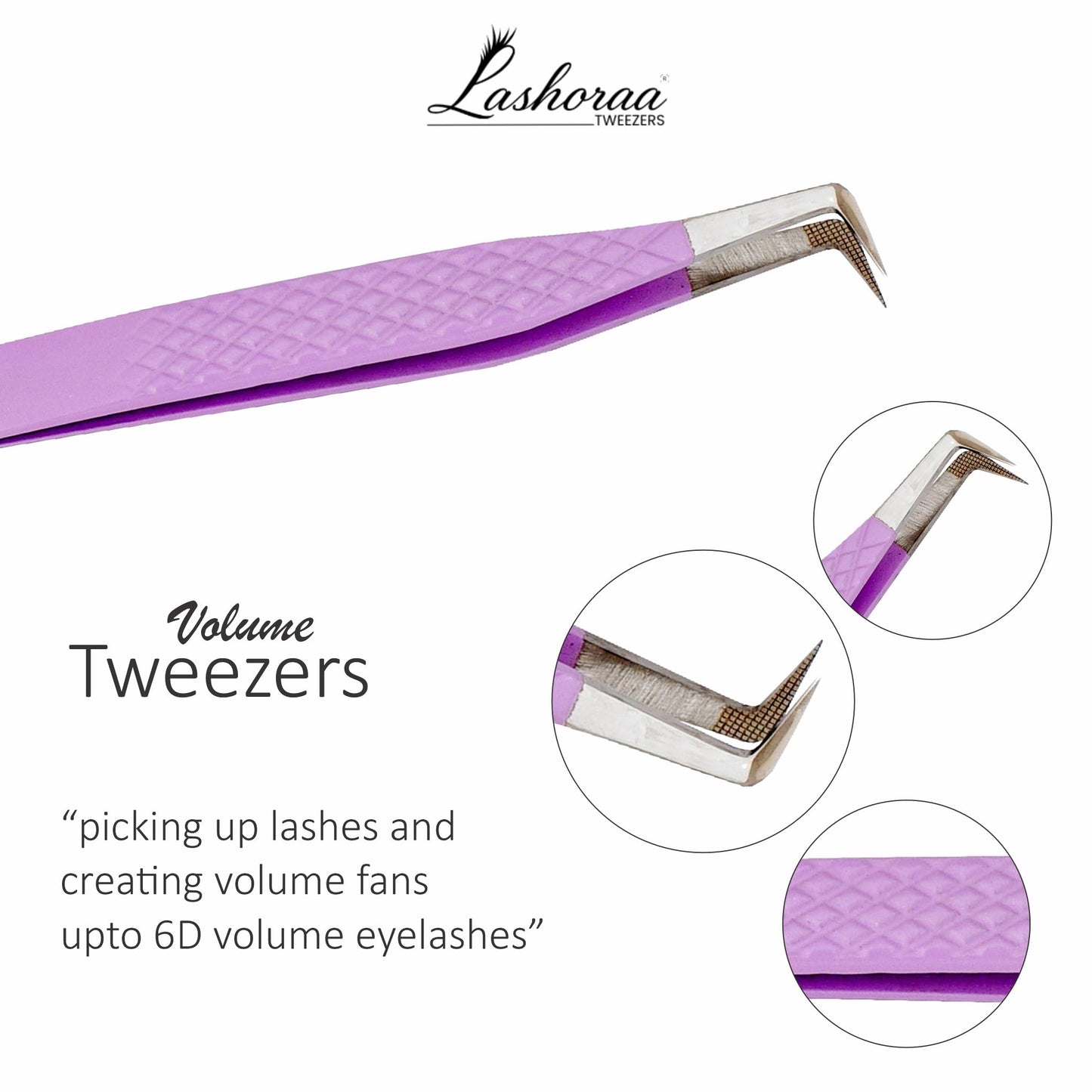 LASHORAA Lash Tweezers Set for Eyelash Extensions - 3 Piece Precision Fiber Tip Diamond Grip, Volume, L-Shape Boot, 90 Degree Tweezers - Includes Beauty and Personal Care LASHORAA