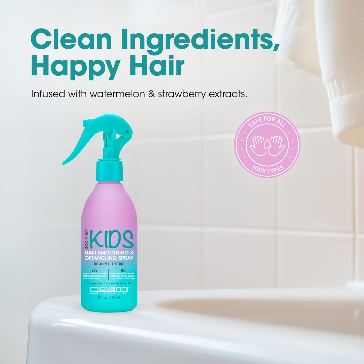 Eco Chic KIDs Hair Smoothing & Detangling Spray - Detangler Spray For Kids, Kids Detangler Spray, Hair Detangler Spray For Kids, Salon Quality Beauty & Personal Care GIOVANNI
