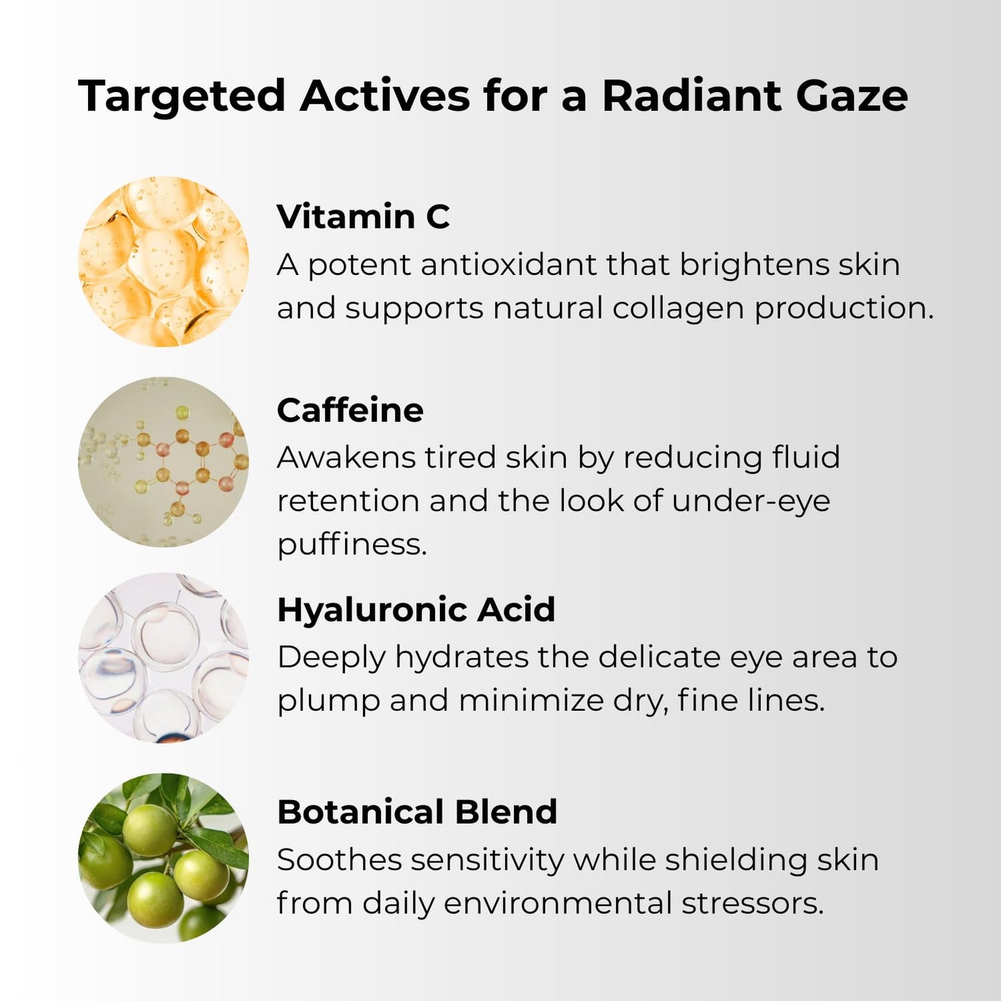 Gle Vitamin C Eye Serum for Dark Circles, Eye Wrinkles and Redness | Dark Circle Under Eye Puffy Eyes Treatment | Caffeine, Vitamin C Hyaluronic Acid Beauty & Personal Care Gle Skincare