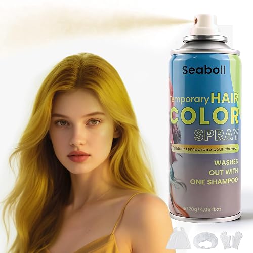 Blonde Hair Spray, Seaboll Temporary Hair Color Spray for Kids Women Men-4.06 oz-Safe Non Sticky Washable One Day Hair Dye Spray,Disposable Beauty & Personal Care Seaboll