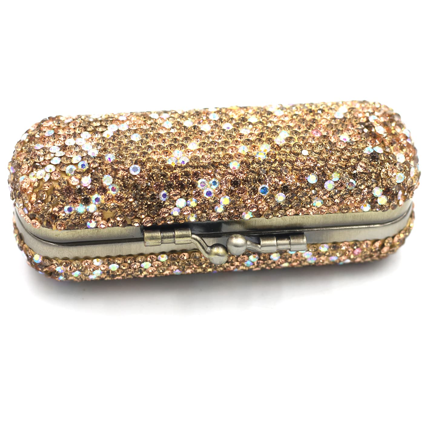 Bestbling Bling Rhinestone Crystal Lipstick Case Holder Organizer bag Cosmetic Storage for Women's Lipstick Jewelry Kit (Gold) Beauty & Personal Care Bestbling