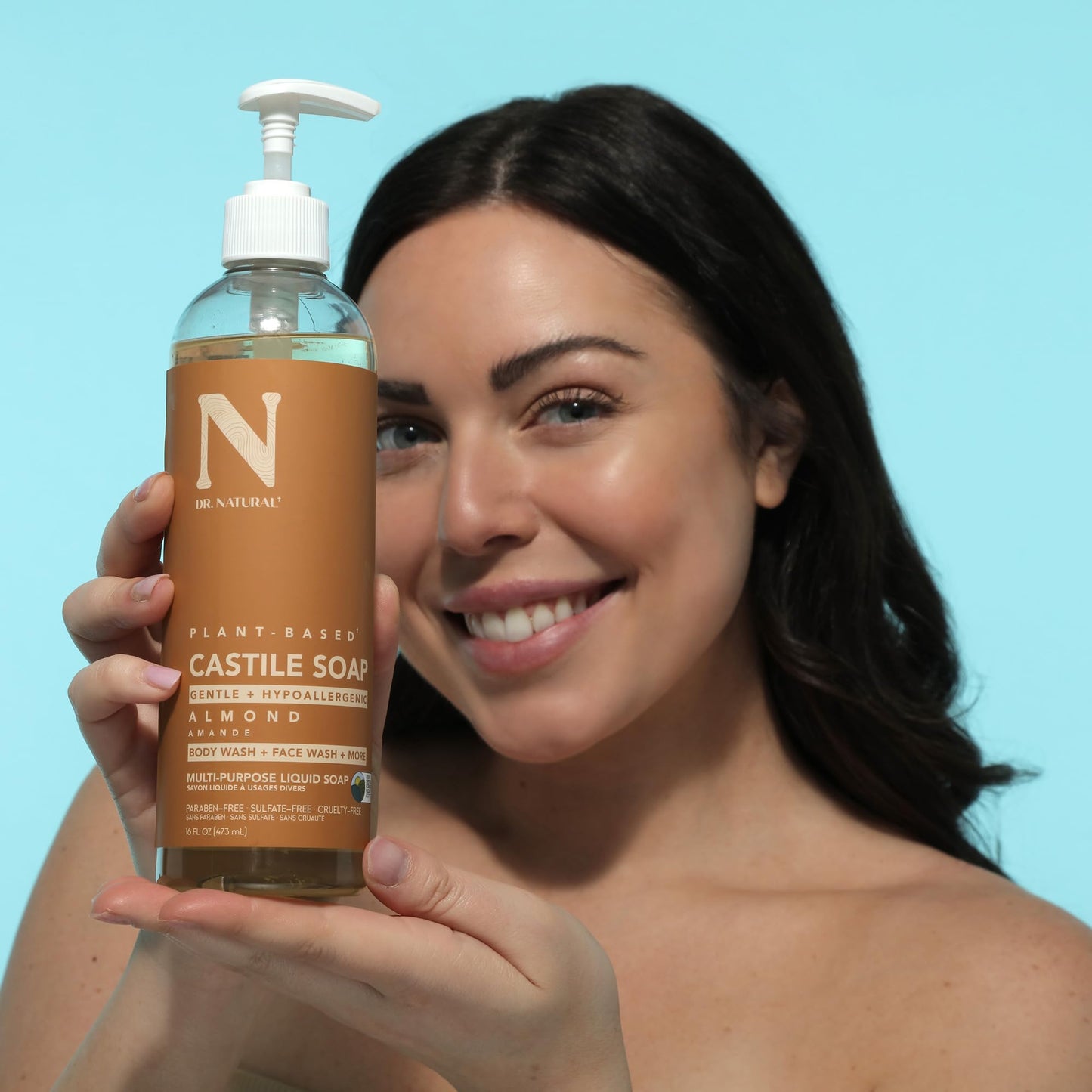 Dr. Natural Castile Liquid Soap - Multi-Use Body Wash, Shampoo and Face Wash - Hydrating Body Soap for Skin, Hair, Pets and Home - Almond - 16 oz Beauty & Personal Care Dr. Natural