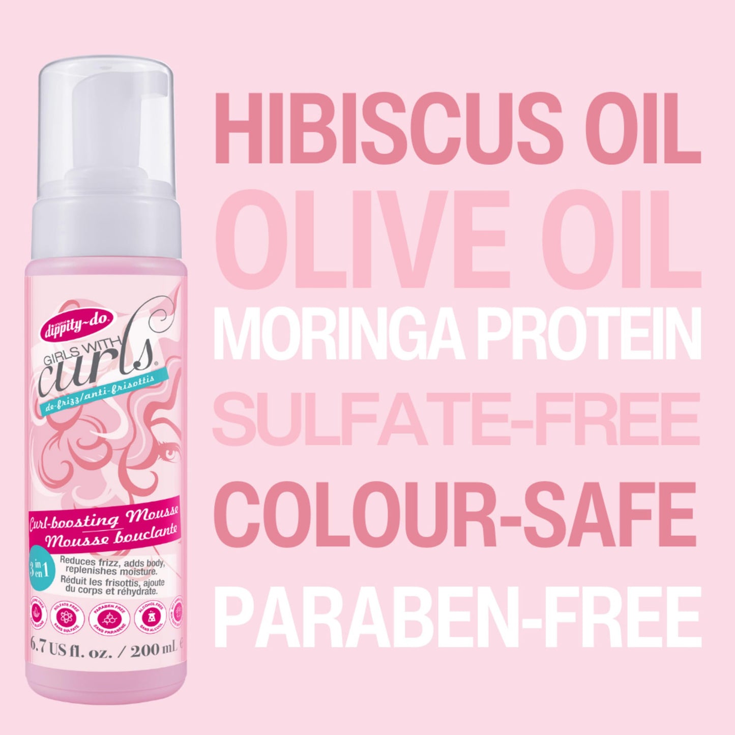 Dippity Do Girls With Curls Curl Enhancing Mousse, Light, 3-in-1 Defining Foaming Mousse for Curly Wavy Hair, Hibiscus, Olive Oil, Anti Frizz Bouncy Beauty & Personal Care Dippity Do