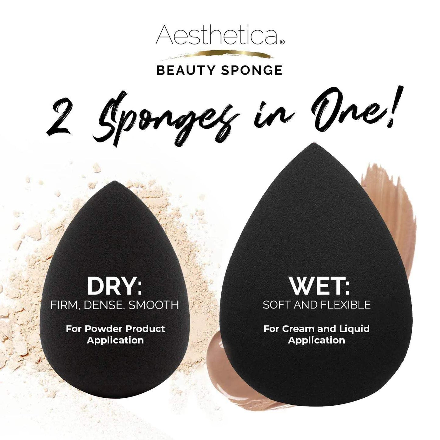 Aesthetica Cosmetics Beauty Sponge Blender - Latex Free and Vegan Makeup Sponge Blender - For Powder, Cream or Liquid Application - One Piece Make Up Beauty and Personal Care Aesthetica