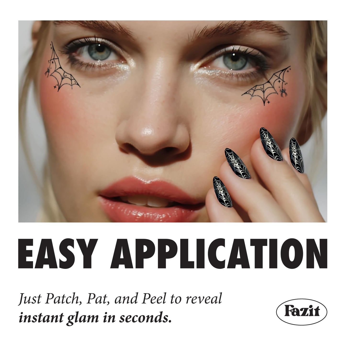 Fazit Makeup Patches - Halloween Webbed Speckles - Glow Up Make-Up Patches - Cute Glitter Makeup Accessories for Women - Cosmetic Glitter for Face Beauty & Personal Care Fazit