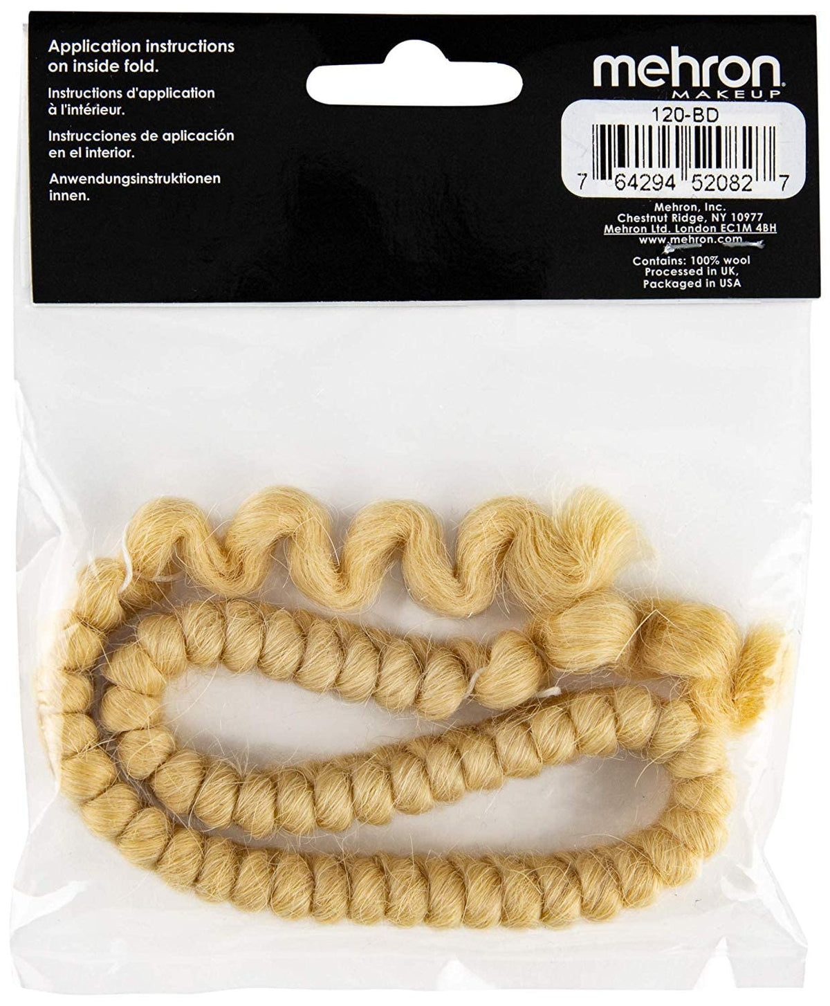 Mehron Makeup Crepe Hair - BLONDE, Special FX Fake Hair