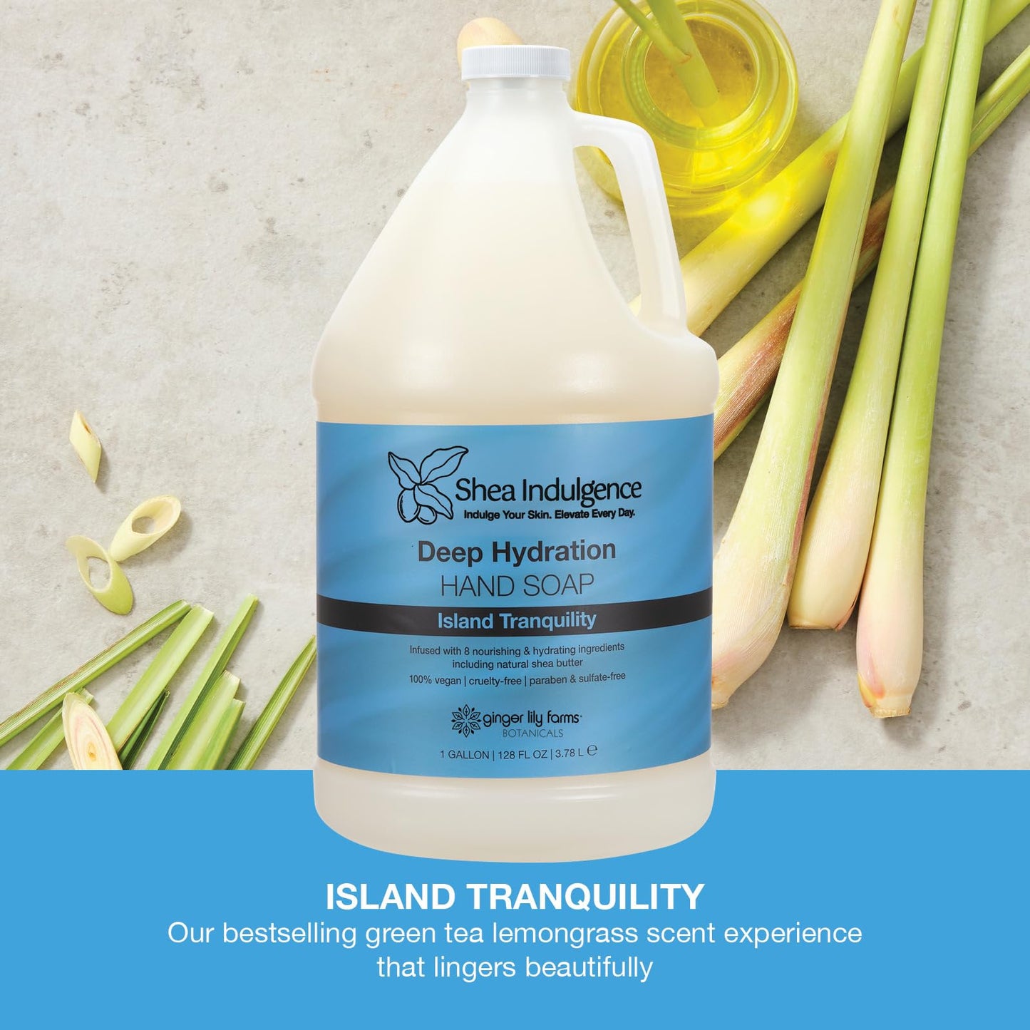 Ginger Lily Farms Botanicals Shea Indulgence Deep Hydration Liquid Hand Soap Refill, Island Tranquility, 100% Vegan & Cruelty-Free, Green Tea Beauty & Personal Care Ginger Lily Farms