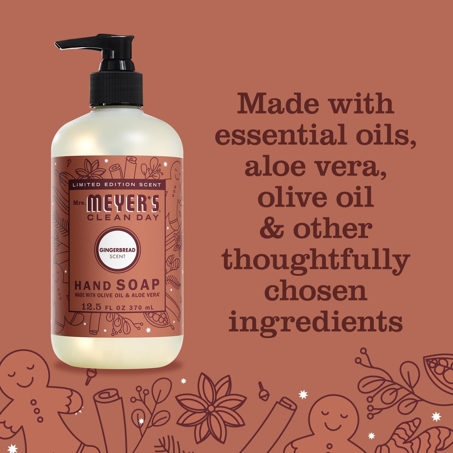 Mrs Meyer's Gingerbread Hand Soap, 370 ML Beauty & Personal Care Mrs. MEYER'S