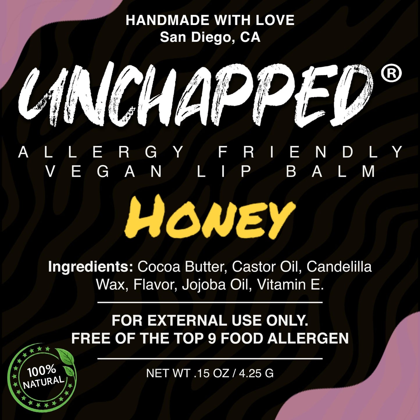 UNCHAPPED Vegan Lip Balm - All Natural and Free of Beeswax, Soy, Nut, and Top 9 Food Allergens (Honey) Beauty and Personal Care UNCHAPPED