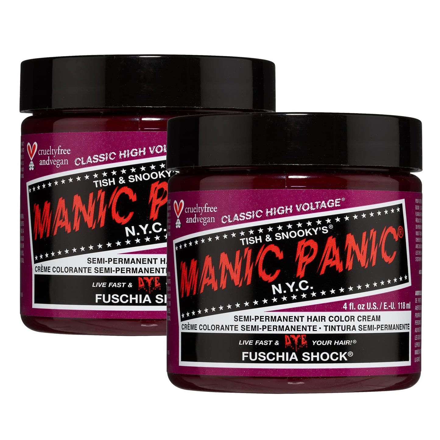 MANIC PANIC Classic Fuschia Shock Semi Permanent Hair Color - Dark Pink Hair Dye for Women & Men That Lasts 4-6 Weeks - Vegan, Ammonia & Cruelty-Free Beauty & Personal Care MANIC PANIC