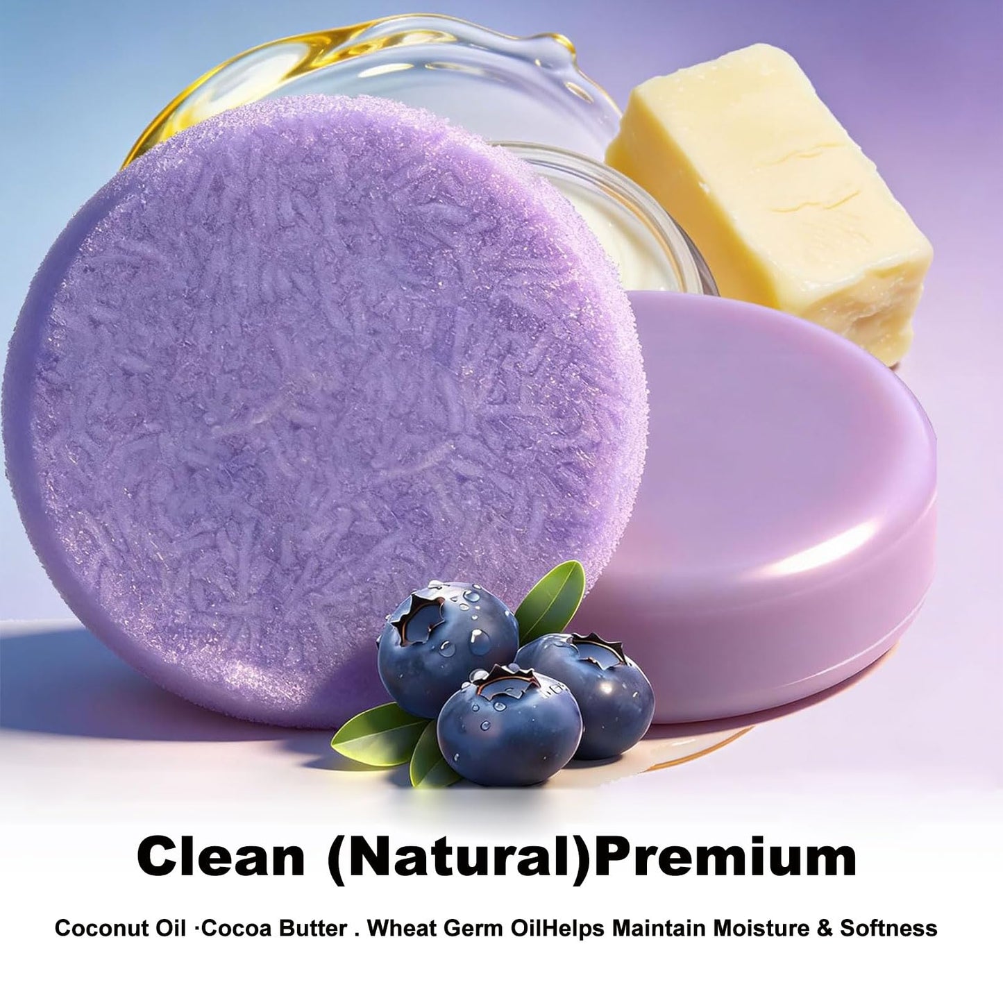 Blueberry Shampoo and Conditioner Bar, Solid Hair Care Bars with Blueberry Extract, Shea Butter & Orange Essential Oil For Thinning Frizzy Hair Beauty & Personal Care ROSETION