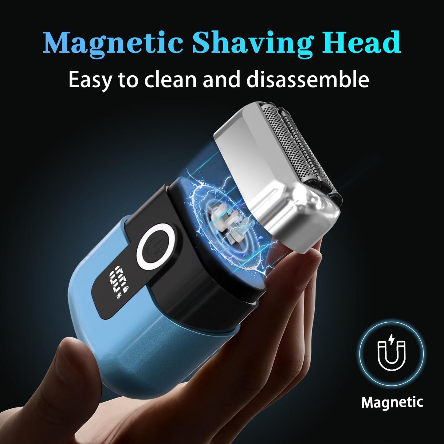 HENZILO Electric Foil Shaver for Men: Mini Electric Razor for Face/Beard - 3 Floating Blades Cordless Razor with LED Display - IPX7 Waterproof Wet Dry Beauty and Personal Care HENZILO