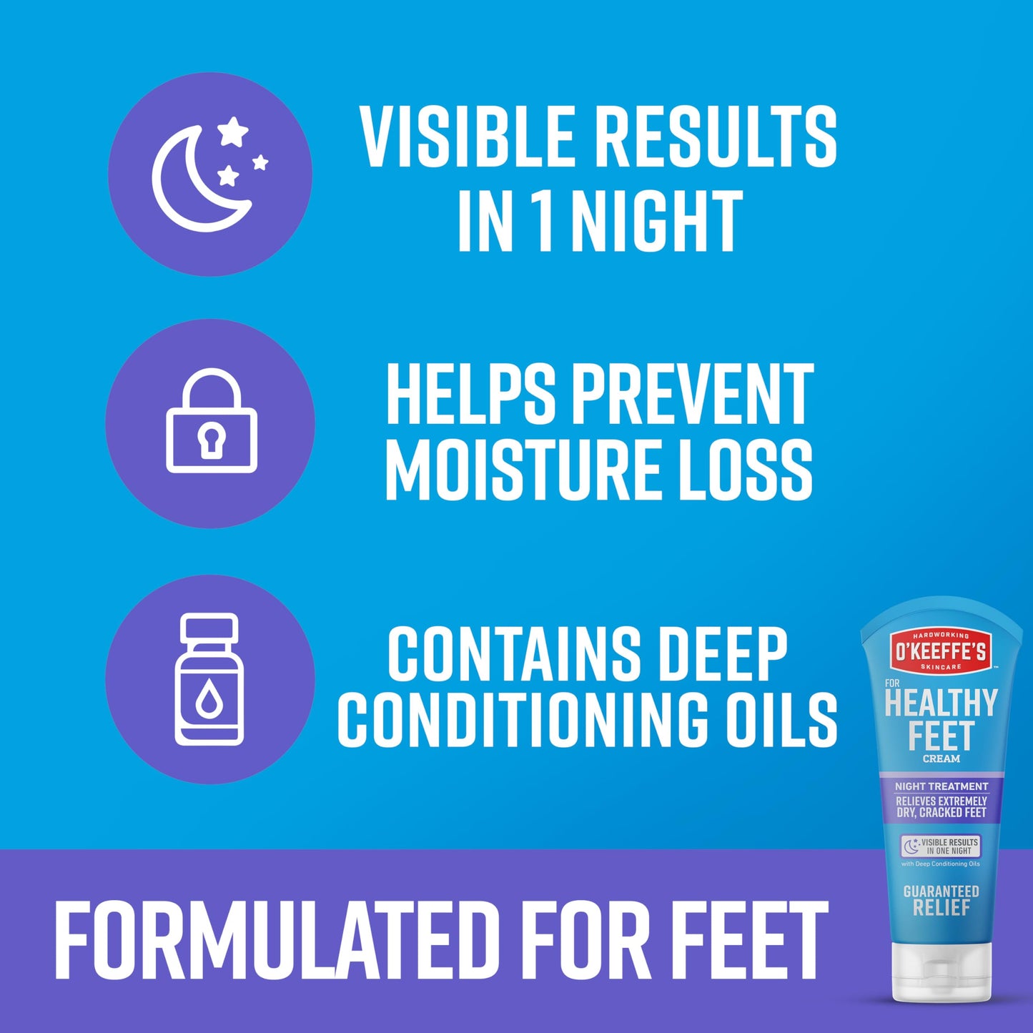 O'Keeffe's for Healthy Feet Night Treatment Foot Cream 3 oz Tube (2 Pack)- Guaranteed Overnight Relief for Extremely Cracked, Dry Feet, Repairing Beauty & Personal Care O'Keeffe's