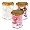 ARAD 3 Pcs Cotton Ball, Swab, Q-tip Storage, Clear Acrylic Jar Container with Bamboo Lid, Easy Organization on Bathroom Counters, Under Sink Placement Beauty & Personal Care ARAD